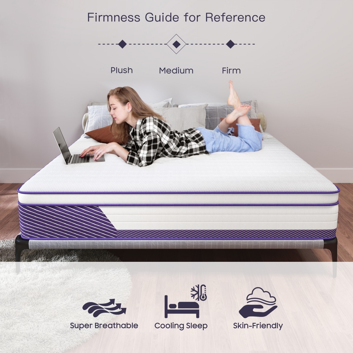 12″14″ Gel Memory Foam Spring Hybrid Queen Mattress Twin Full King Size In A Box