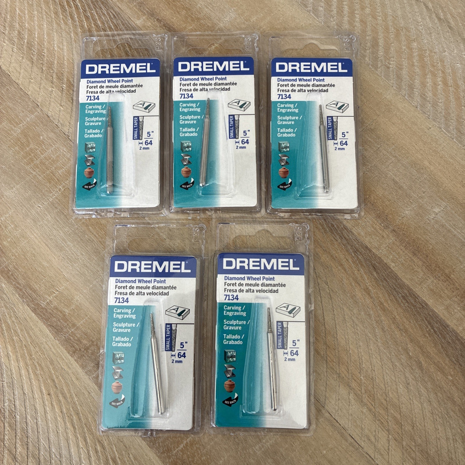 5 DREMEL AUTHENTIC DIAMOND WHEEL POINT BIT 7134 SHANK 1/8″, 3.2 mm
