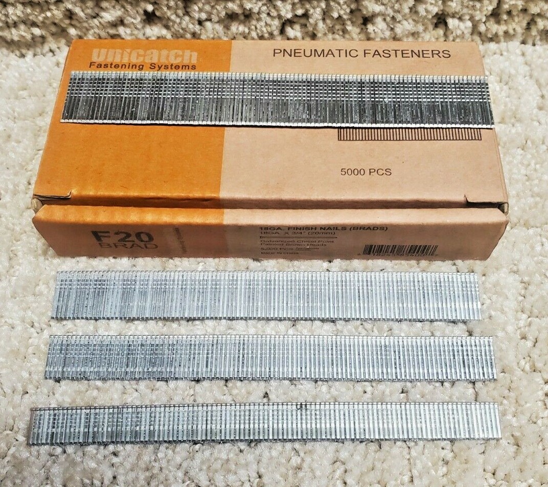 18-gauge brads Finish Nails (F Series) 5000 pcs. per box from 3/8” up to 2”