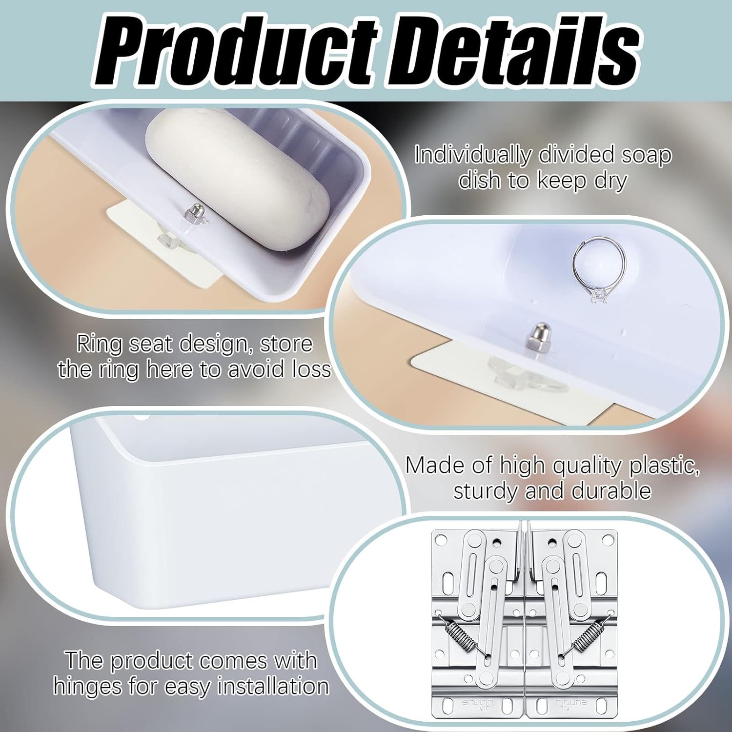 2 Pack Tip Out Tray for Sink with 2 Pairs of Hinges Front Sink Drawer Tip Out