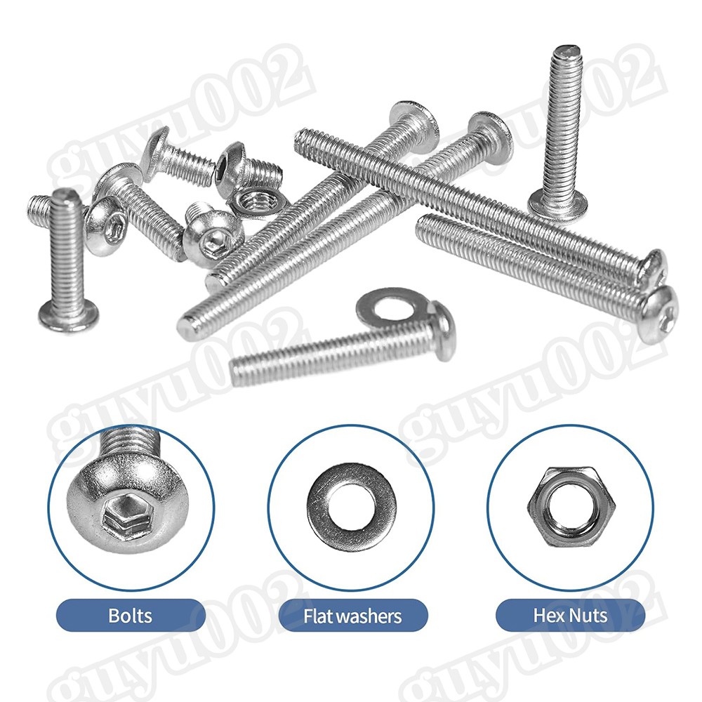 1300Pcs M2 M3 M4 M5 Button Head Socket Cap Screw Bolts Nuts Washers Assortment
