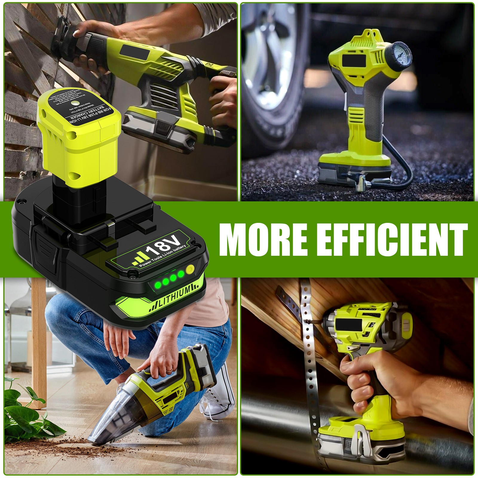 1/2Pack 3.5-12Ah For Ryobi 18V Battery/Charger One+ P108 P107 P105 P104 P102