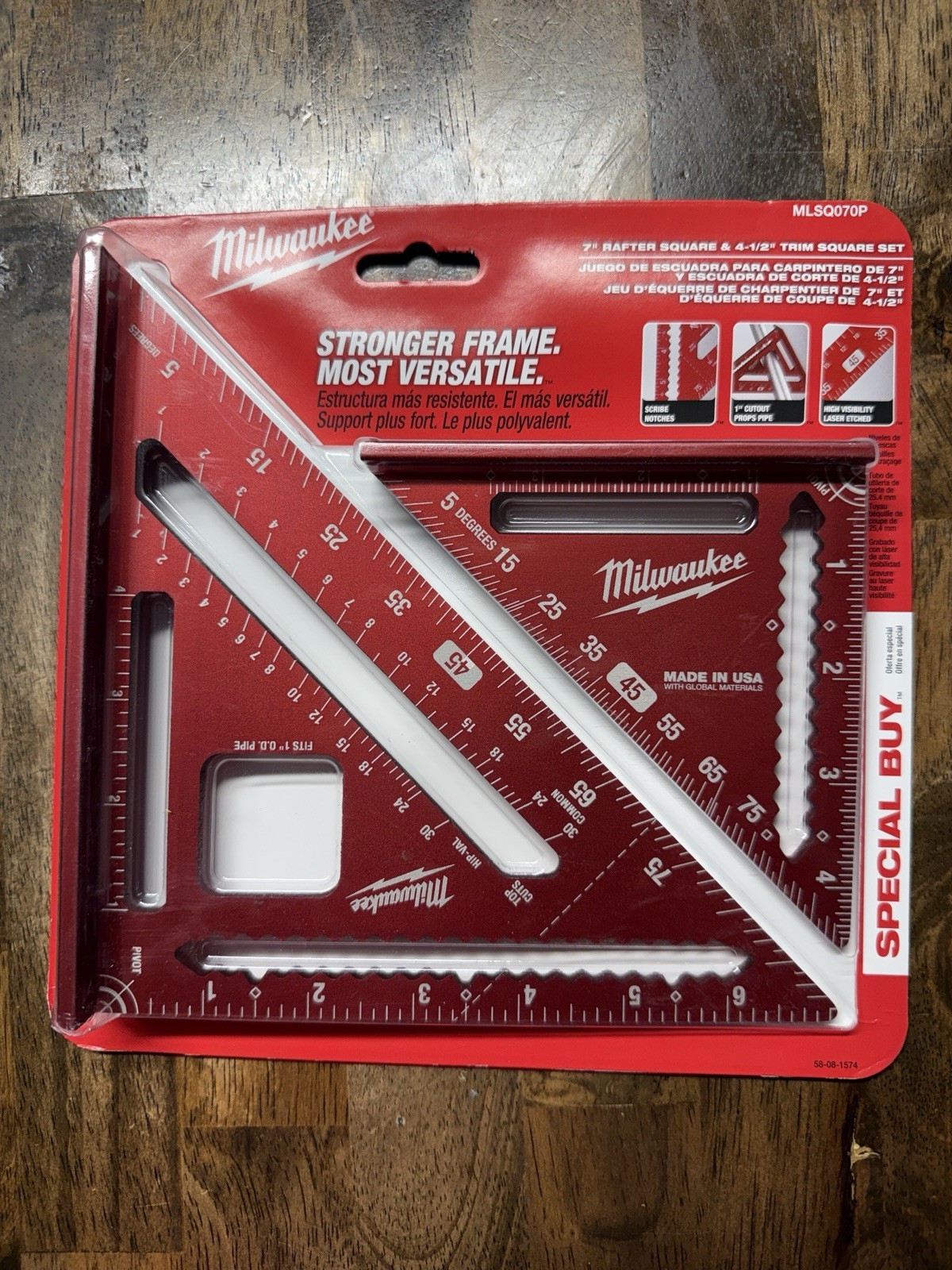 Milwaukee NEW & SEALED 7” Rafter Square & 4-1/2” Trim Square Set MLSQ070P