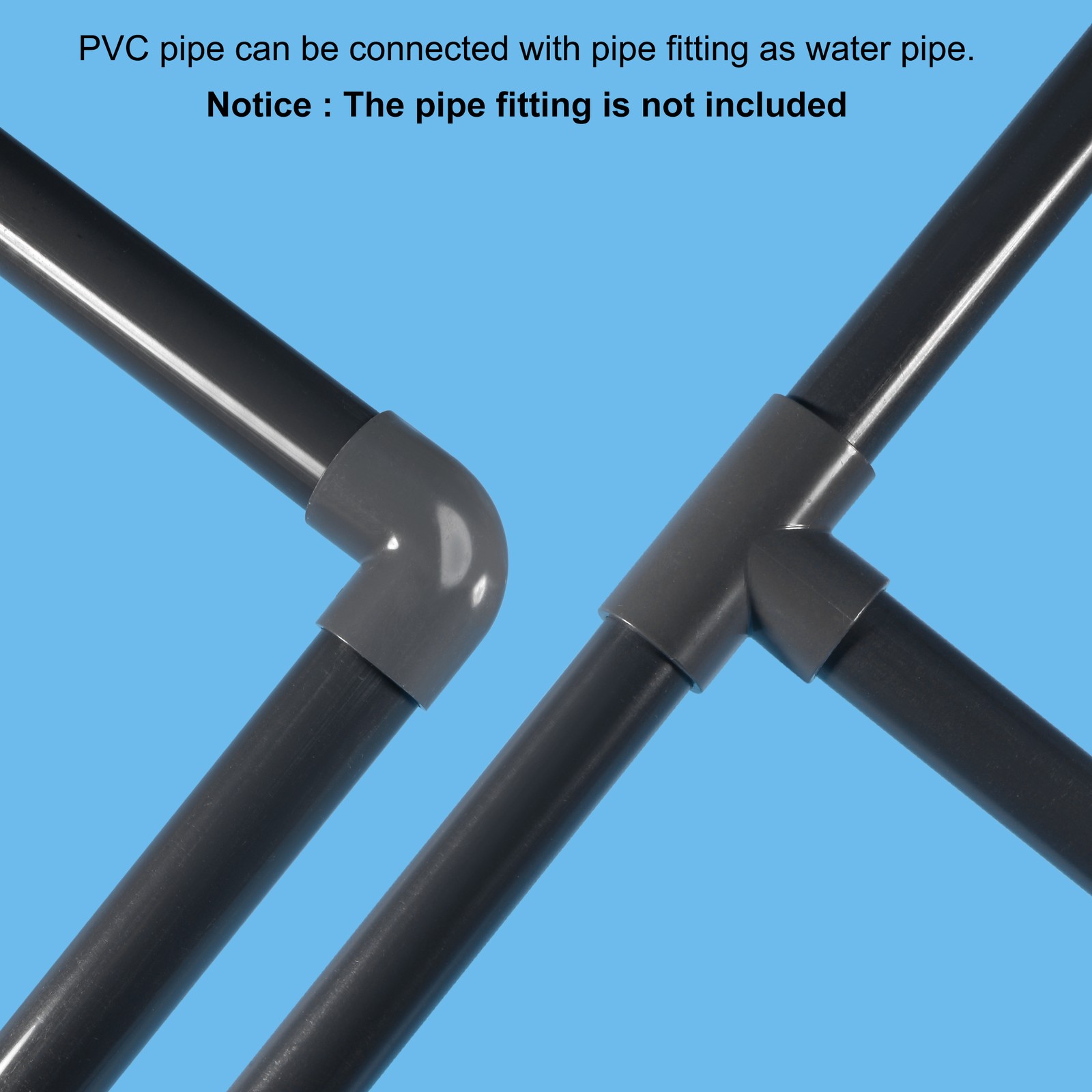 PVC Rigid Round Pipe 45mm ID 50mm OD 0.35m Dark Grey High Impact