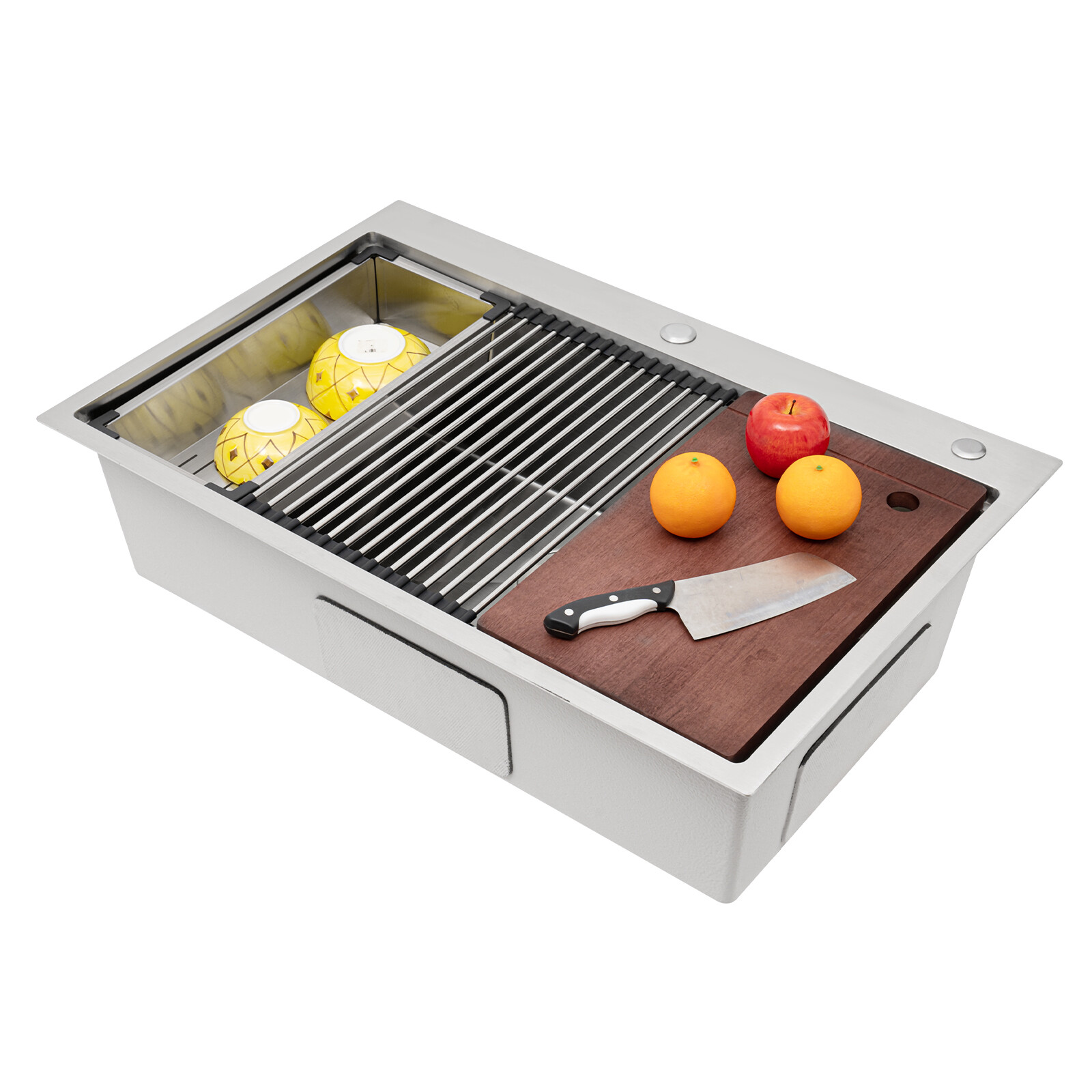 New 33″x22″ Single Bowl Undermount Workstation Kitchen Stainless Steel Sink SALE