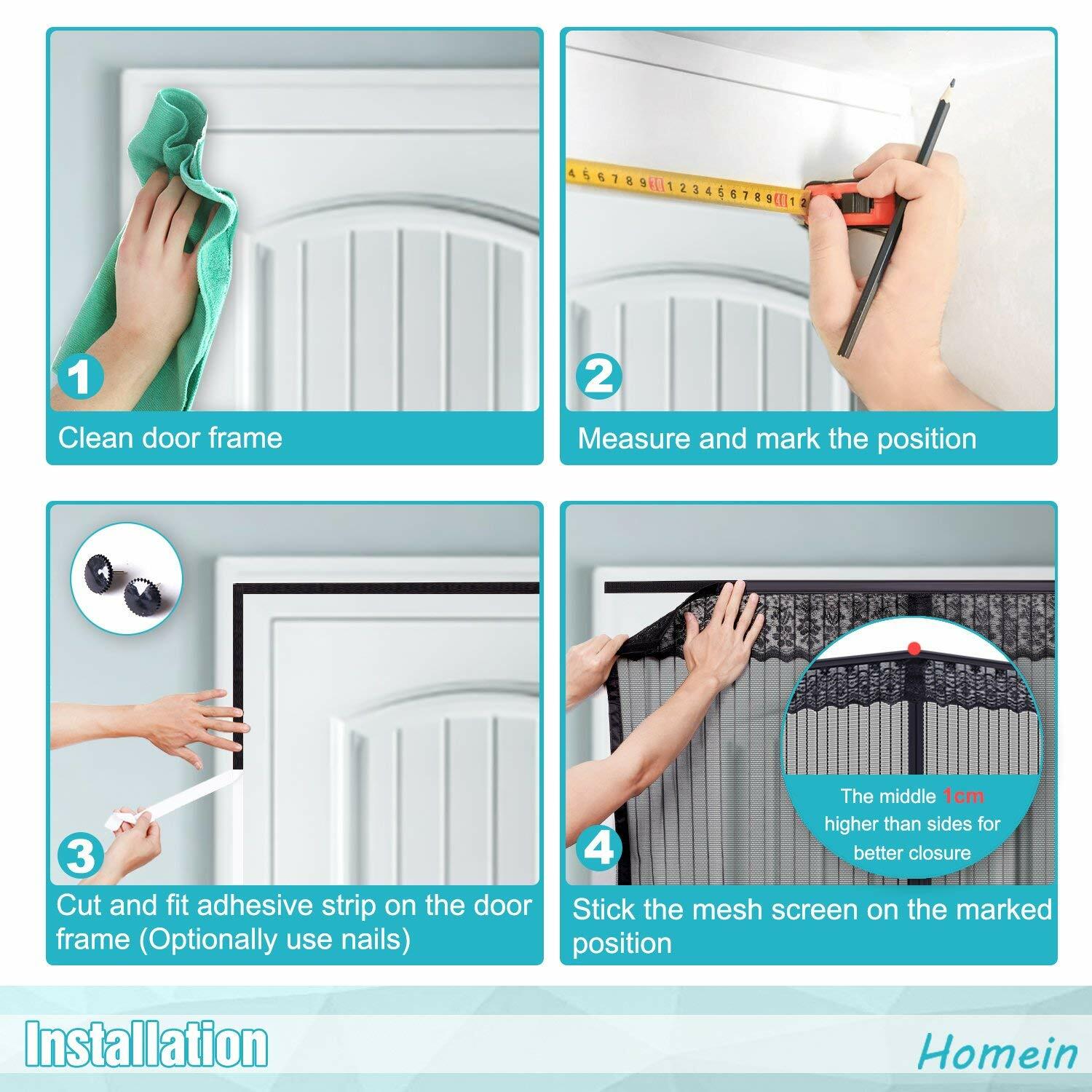 Magnetic Screen Door Heavy Duty Hands-Free Mosquito Mesh Anti Bugs Fly Curtain