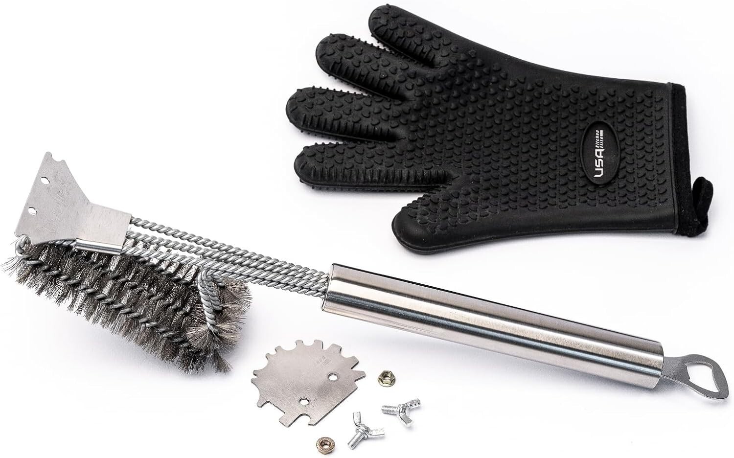 The Rolls Royce of Grill Brushes Stainless Steel BBQ Durable Double Scraper