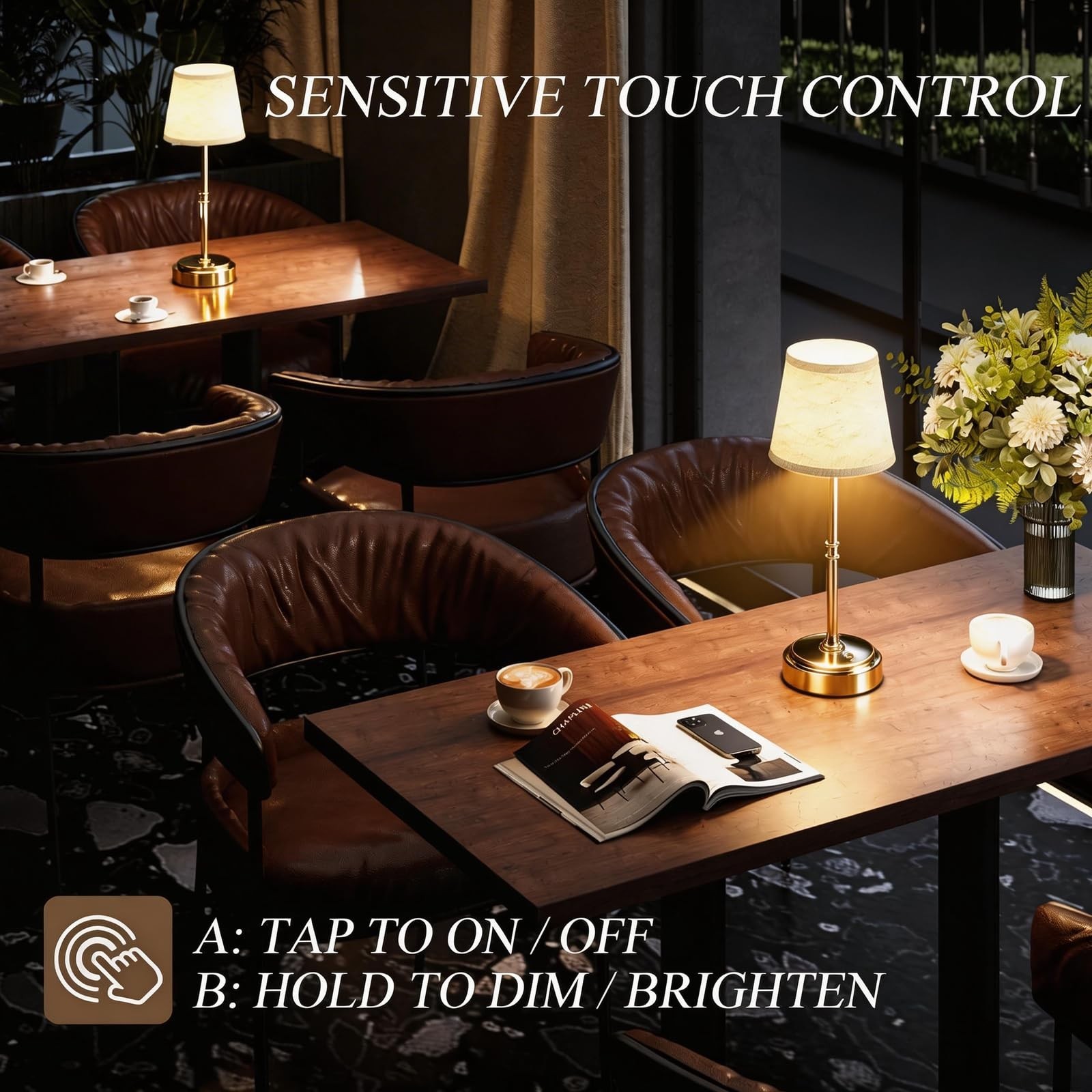 Cordless Table Lamp – 7500mAh Longest Lasting Battery Operated Lamp, 1 Pack A…