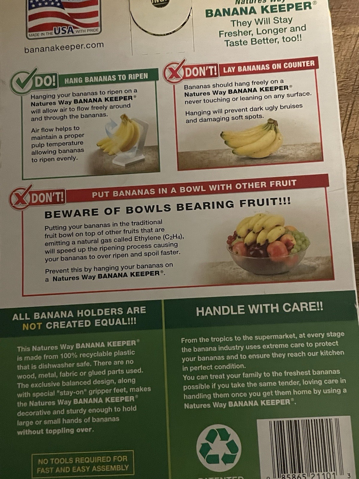 Natures Way Banana Keeper 21101 USA Strong Durable Easy to Clean Dishwasher Safe