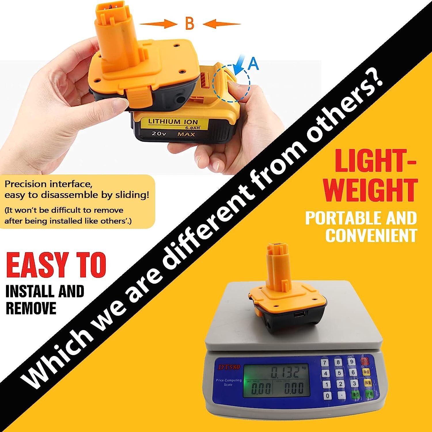 2Pack 18V To 20V MAX DCA1820 Battery Adapter For Dewalt Li-ion Tools Converter