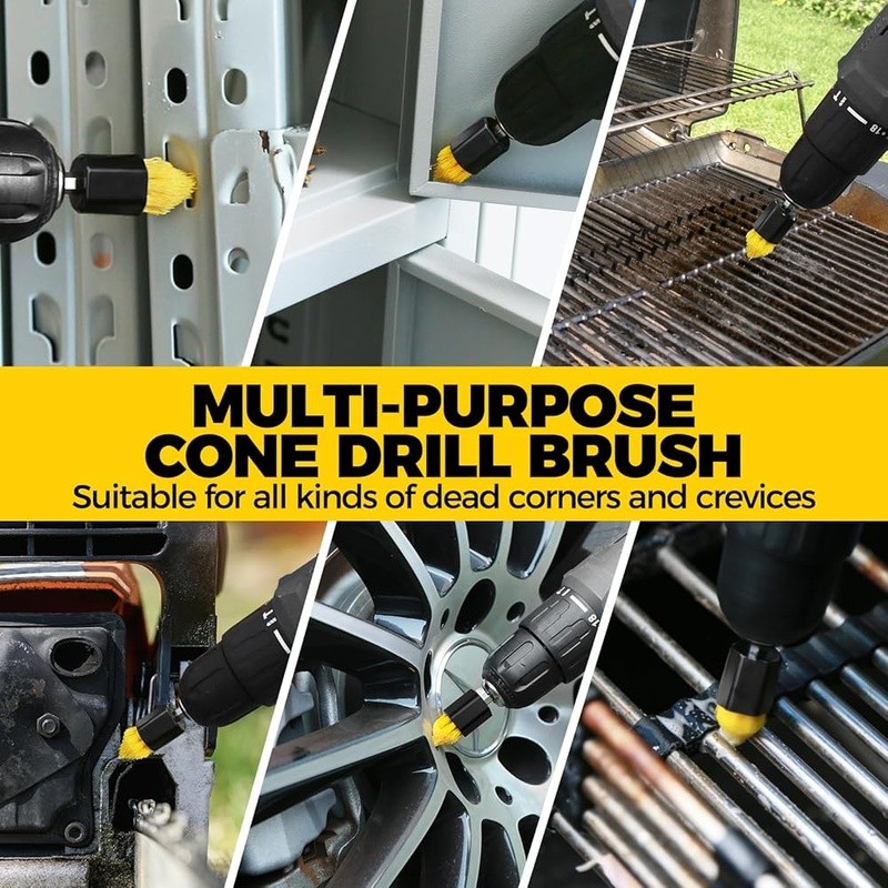 5 Brushes Cleaning Kit Bathtub Tile Grout Upholstery Floor Drill Attachment New