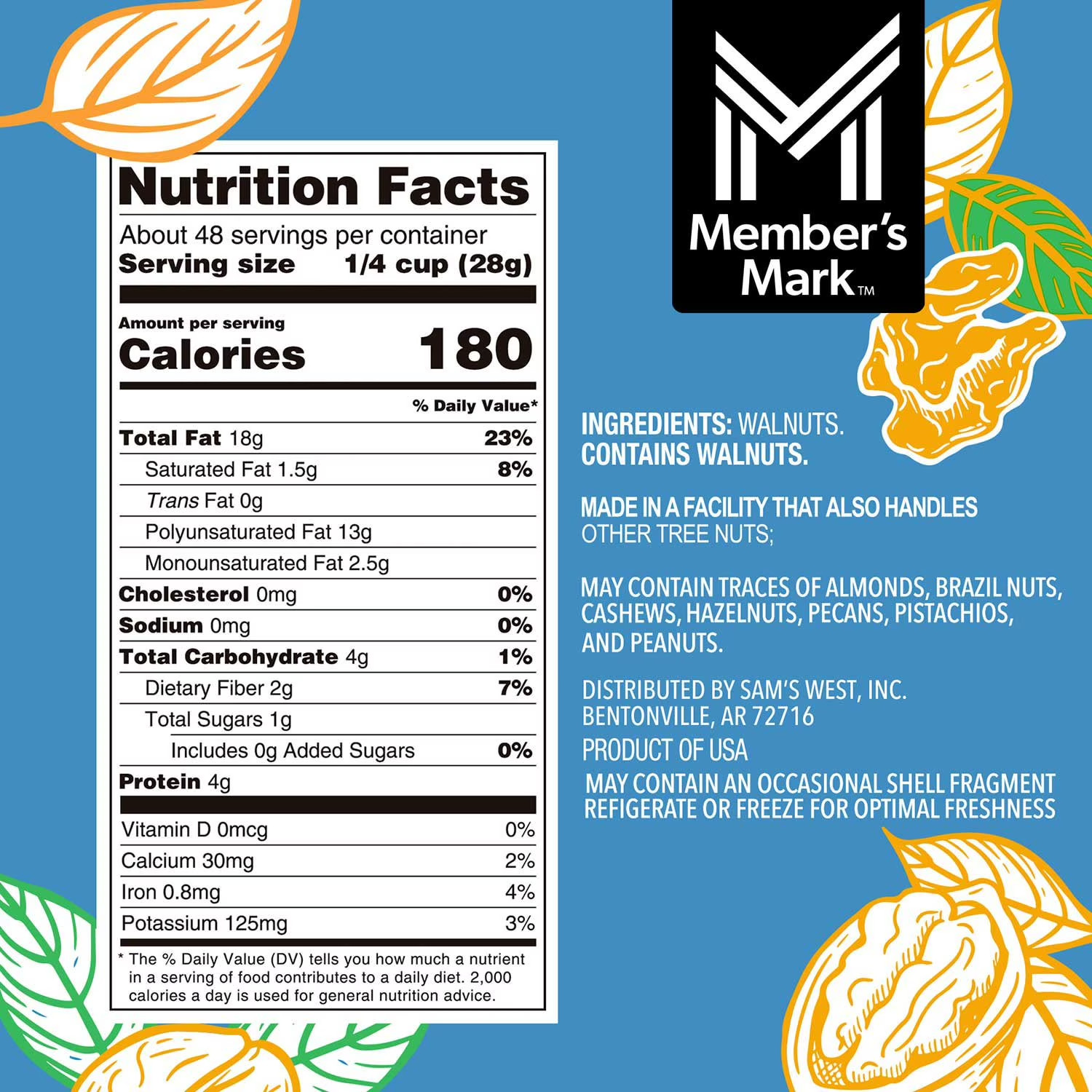 Member’s Mark Natural Shelled Walnuts, 3 lbs. FREE shipping