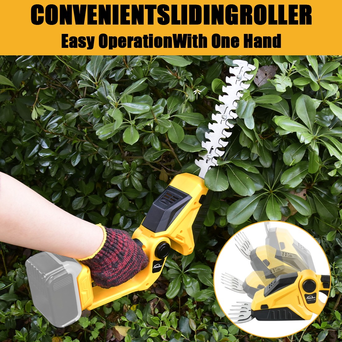 2-in-1 Cordless Hedge Shrubbery Trimmer Grass Shear For DeWALT 20V MAX Battery