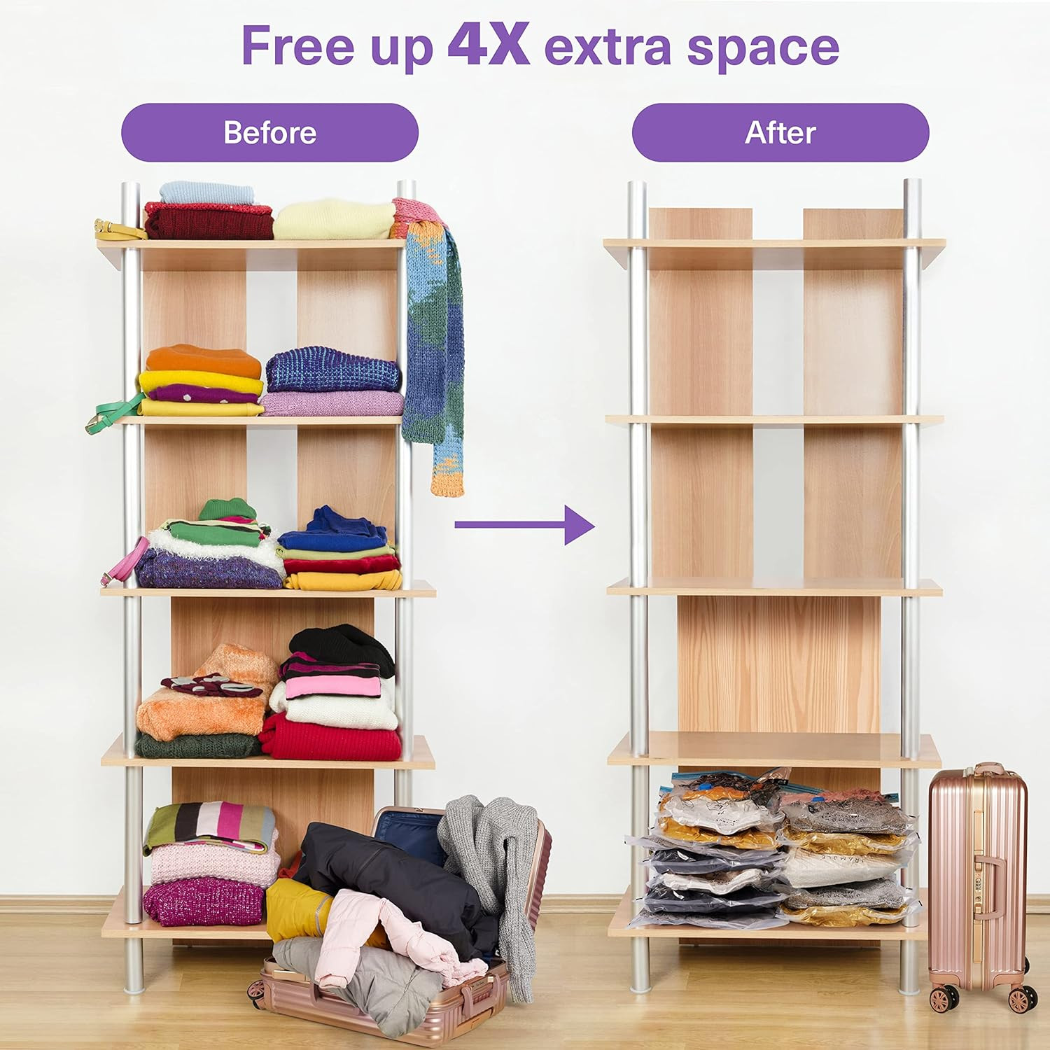 5pcs Jumbo Vacuum Storage Bags Bedding Clothes Travel Space Saver