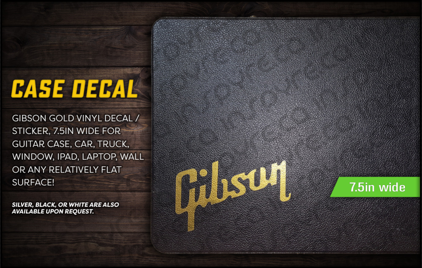 Gibson 7.5in vinyl decal / sticker for guitar case vehicle window | ANY COLOR!