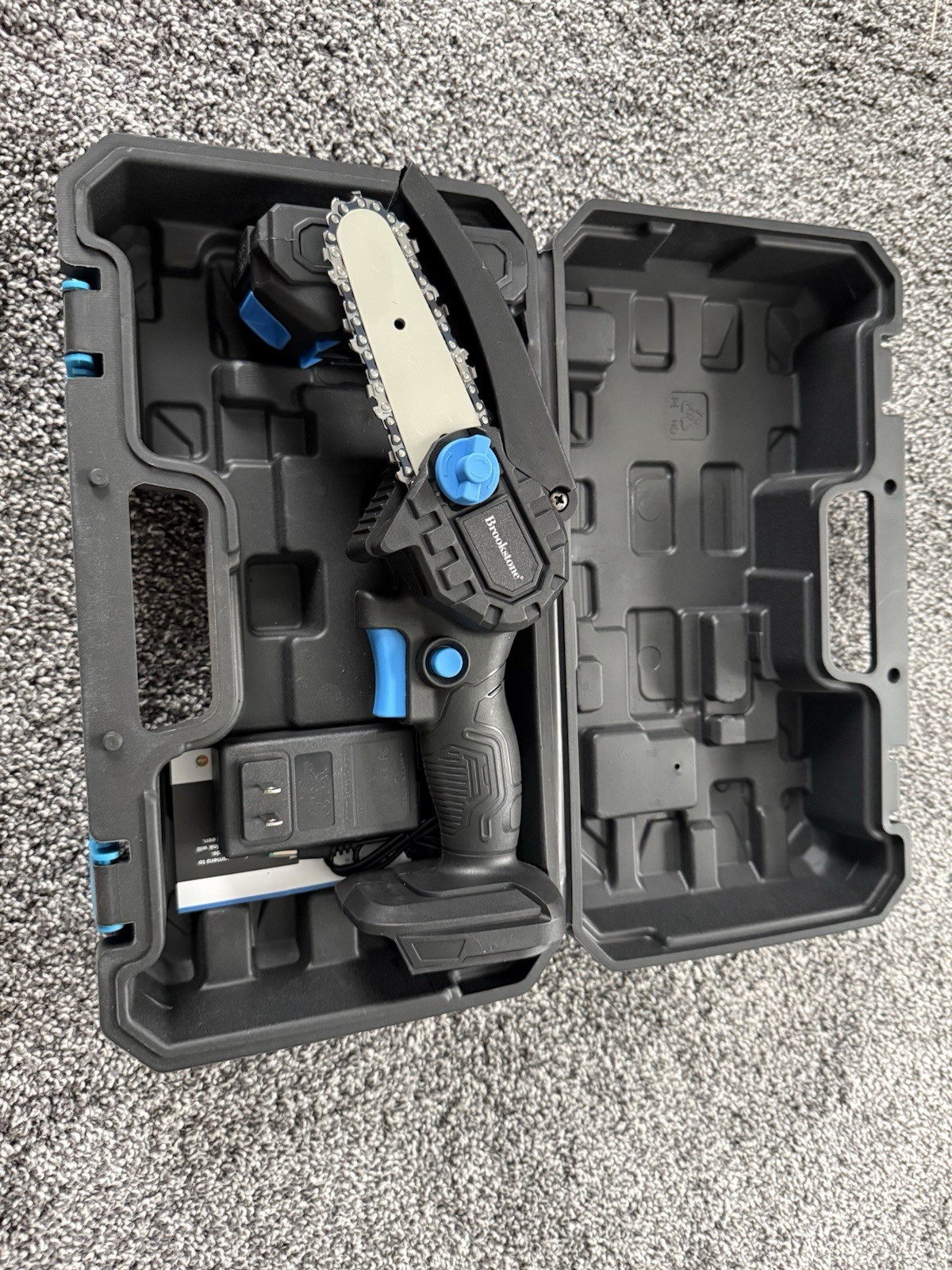 Brookstone Mini Electric Cordless Chainsaw Kit New