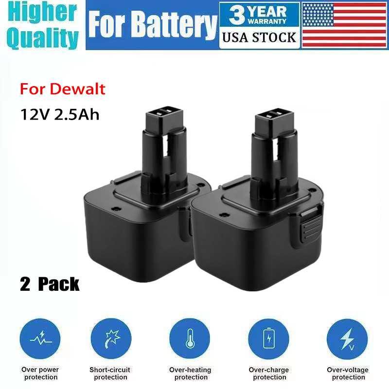 2Pack DC9071 DW9071 12V Battery Drill For DEWALT DW9072 DW953 DW965 DE9075 2.5Ah