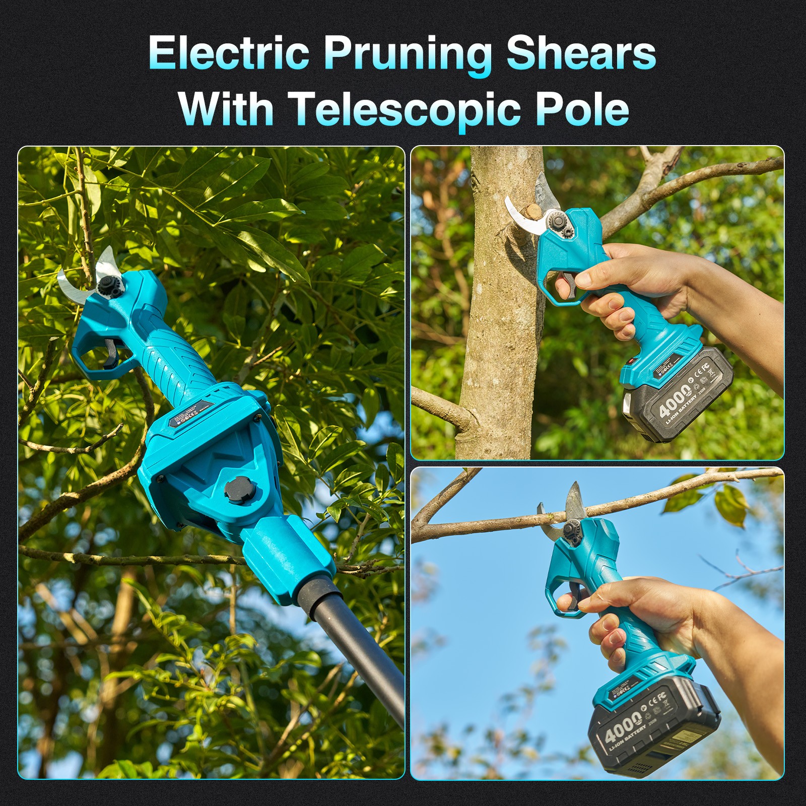 Taskstar 4-in-1 Cordless Pole Saw Brushless& Pruning Shears 6 Inch Mini Chainsaw