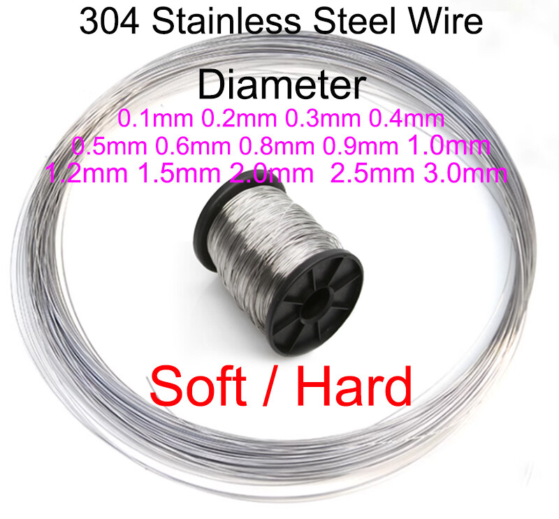 304 Stainless Steel Wire 0.1mm-3mm Soft And Hard Wire Rustproof Durable