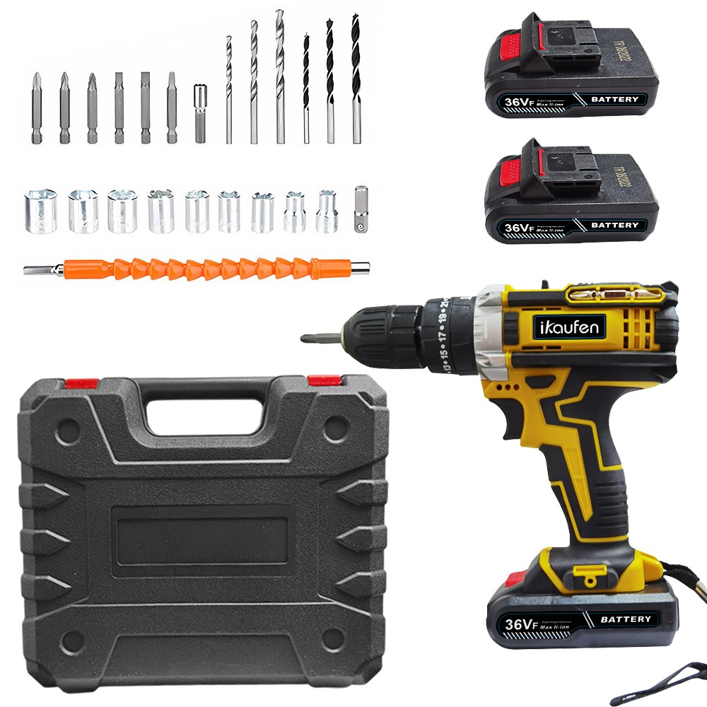 28pcs Electric Cordless Drill Screwdriver Bits Set 2X Battery 1X Charger B1