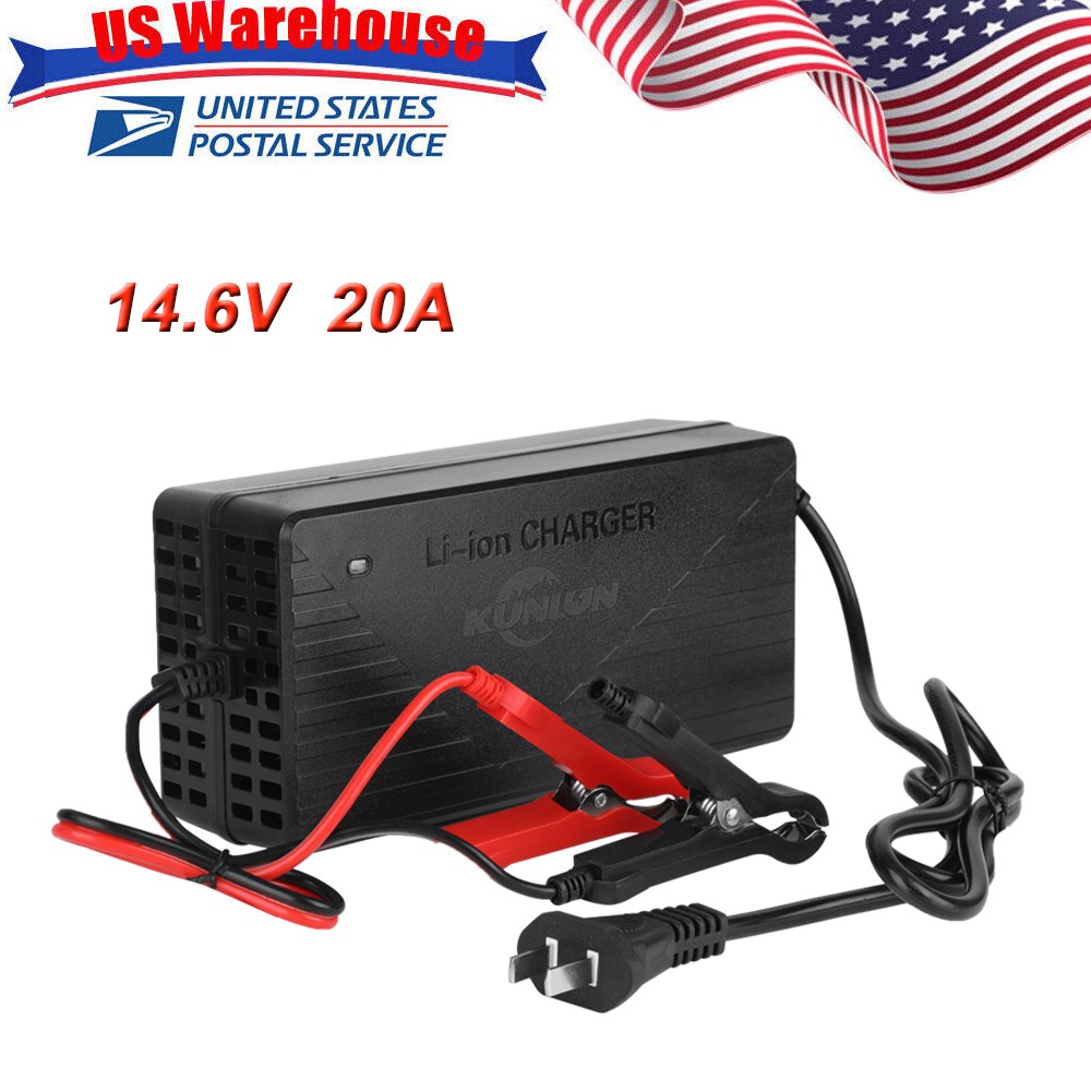 14.6V 20A Fast Charging Charger Smart Protection For 12V LiFePO4 Lithium Battery