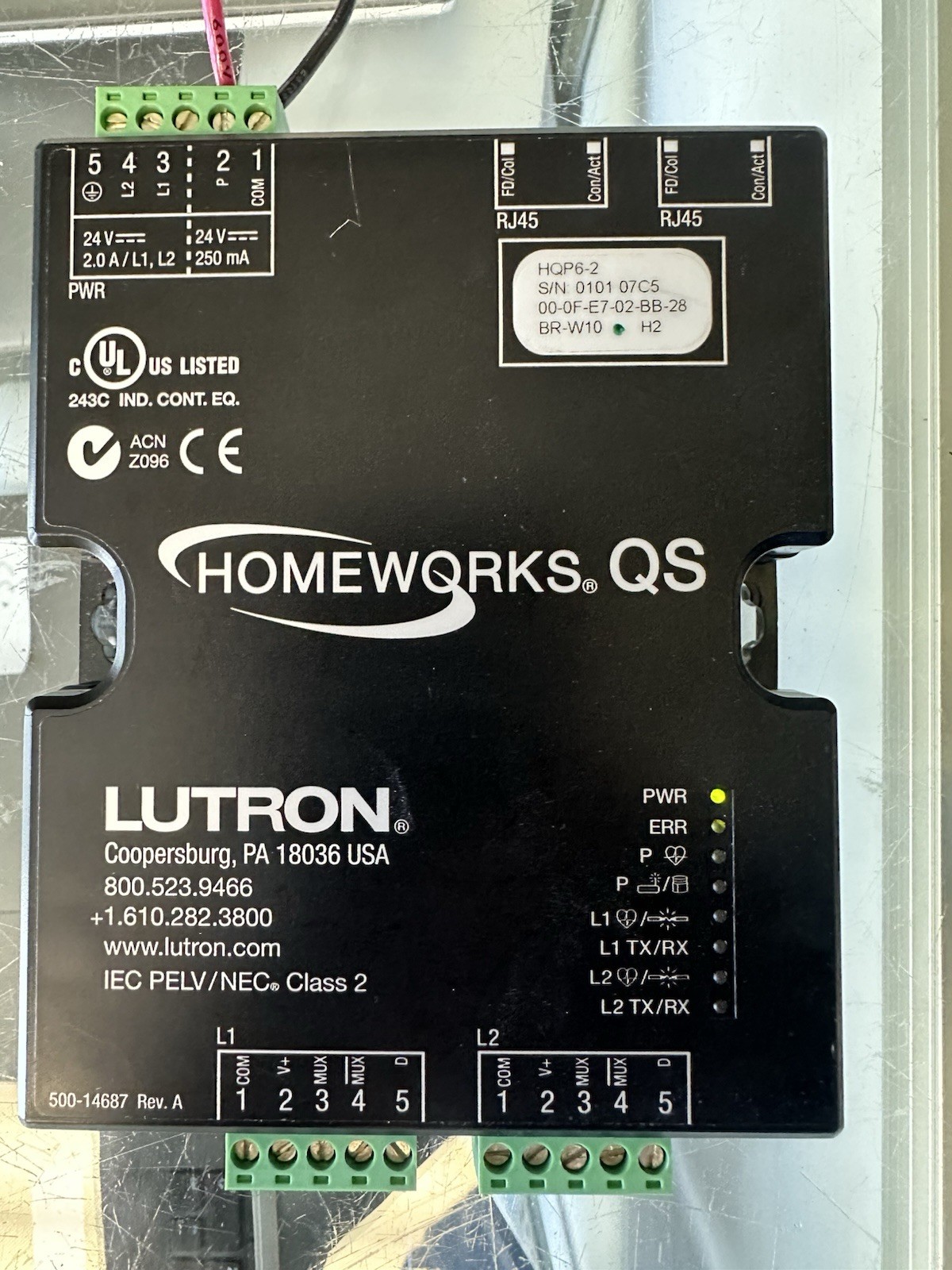 Lutron HQP6-2 Homeworks P6 2 Link Processor Tested Working-30 Day Money Back