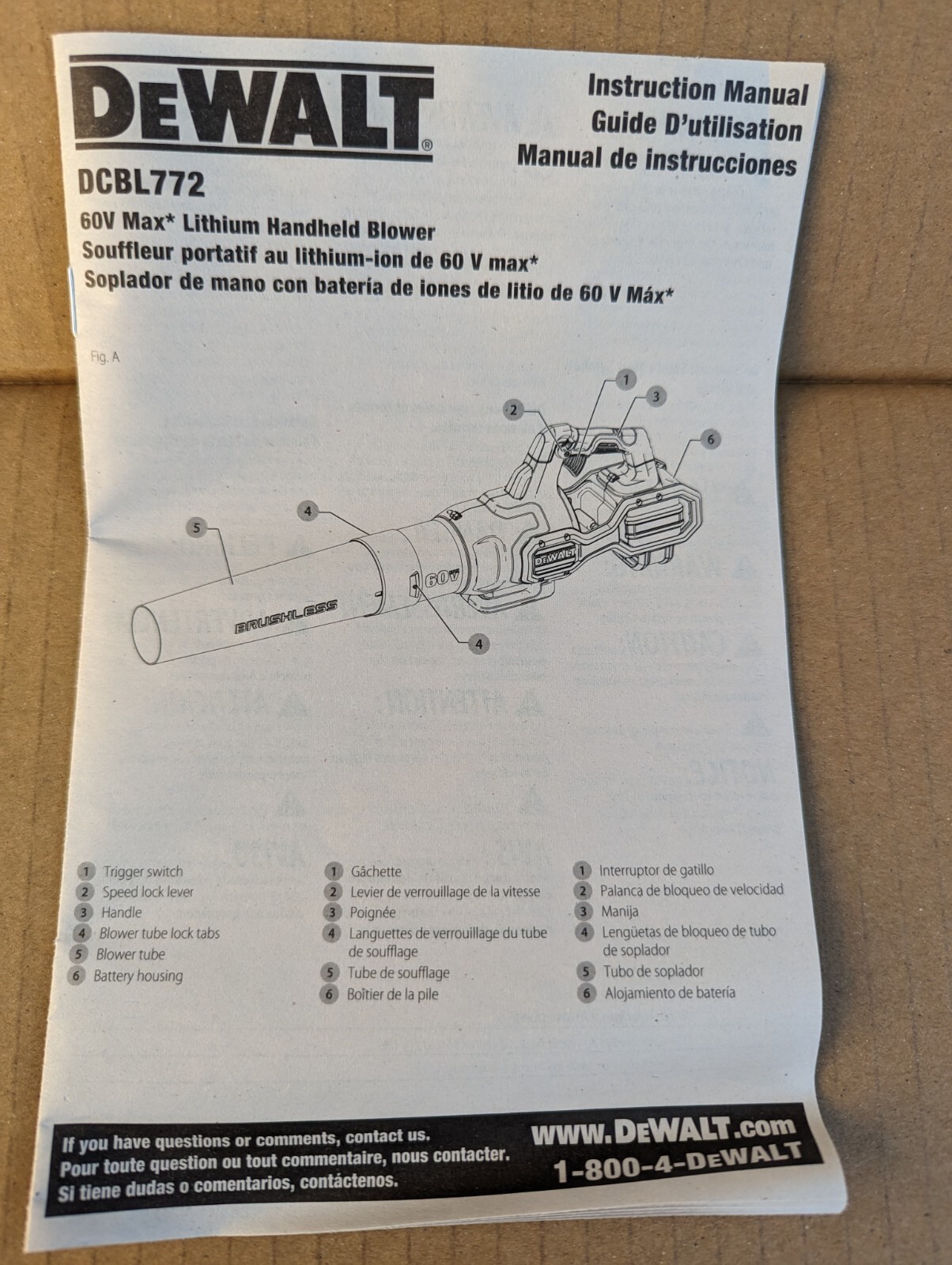 DeWALT 60V FlexVolt Handheld Axial Blower Brushless DCBL772B DCBL772