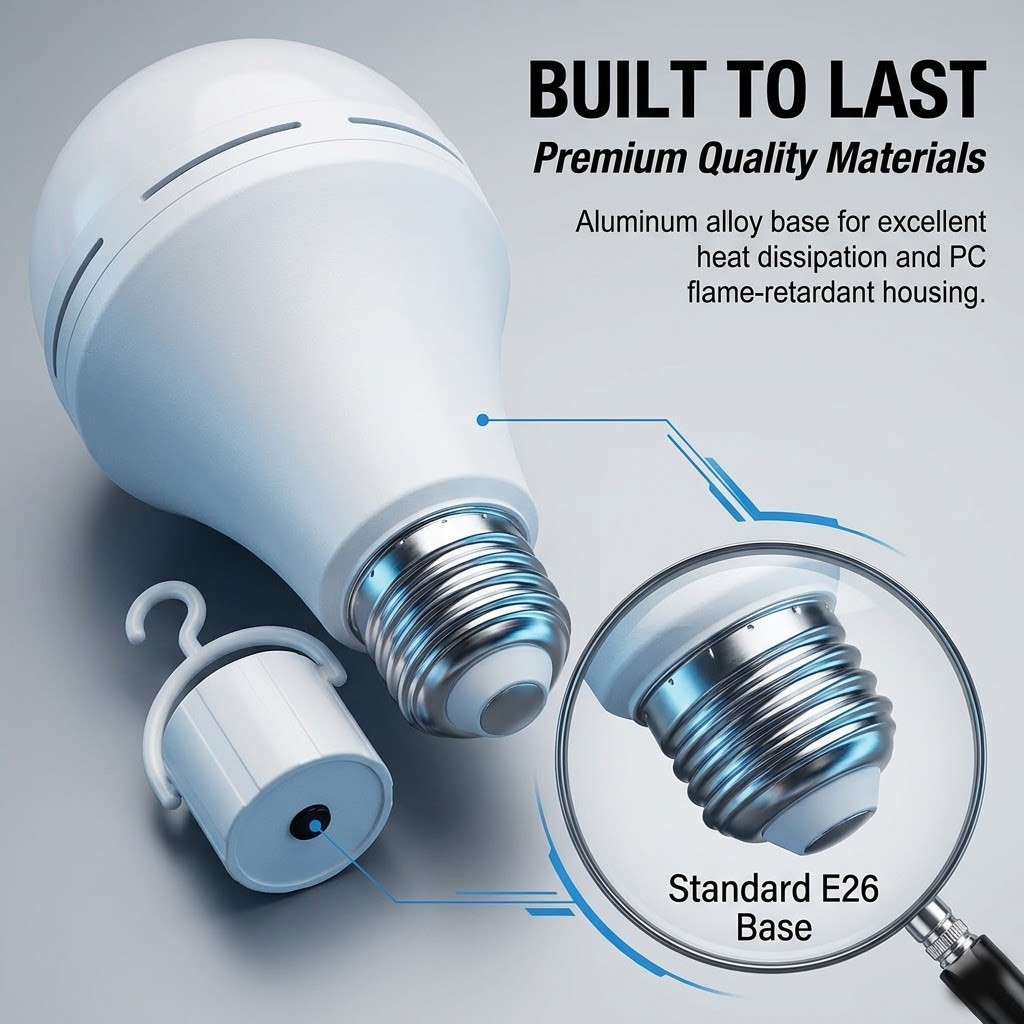 4 Pack Self Charging Emergency LED Light Bulbs for Power Outage