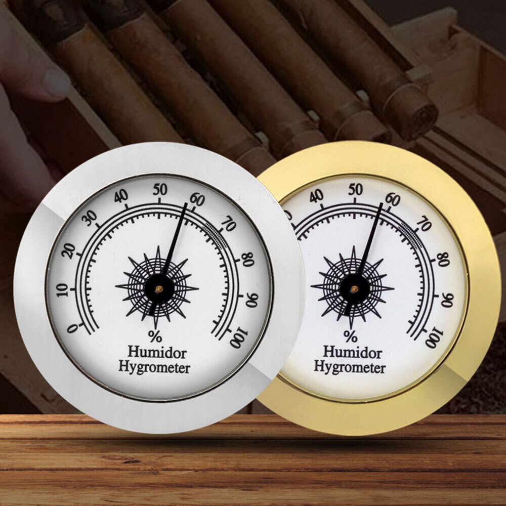 2 PCS Gold and Silver Frame 2″ Analog Hygrometer for Cigar Humidor Replacemen ^