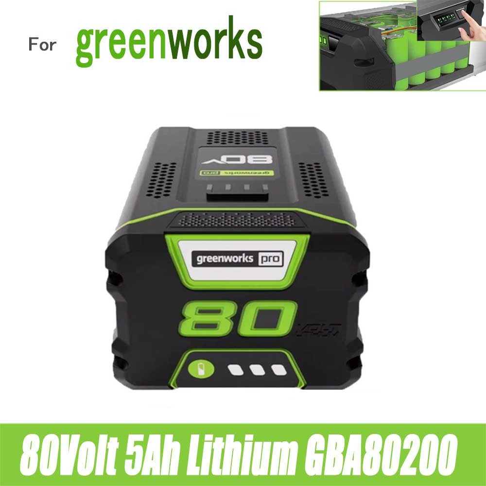 FOR Greenworks 80V Lithium Ion 5.0Ah Rechargeable Li-ion Battery BAB727 GBA80200