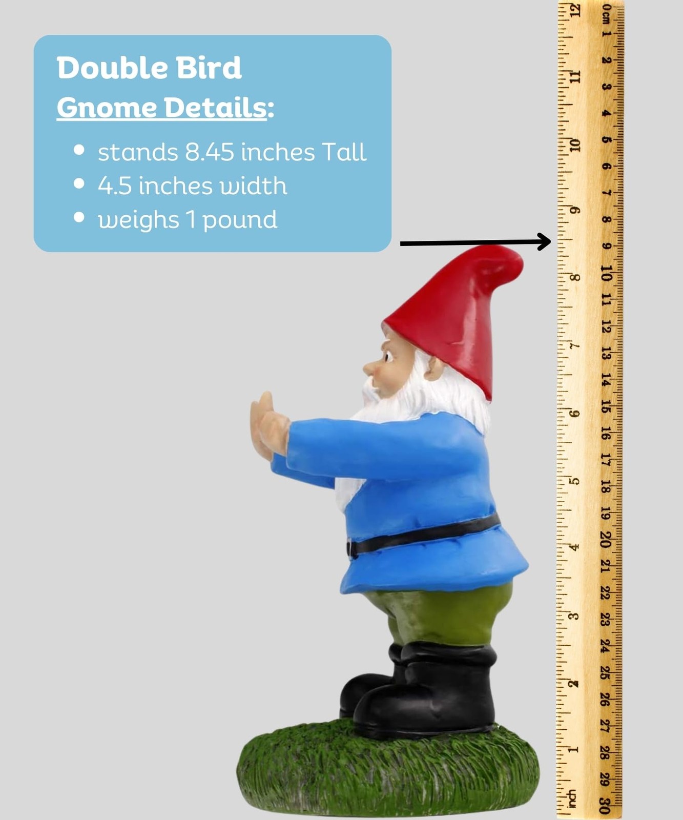 Funny Middle Finger Gnome Statue 8.5in Unique Garden Decor for Outdoors