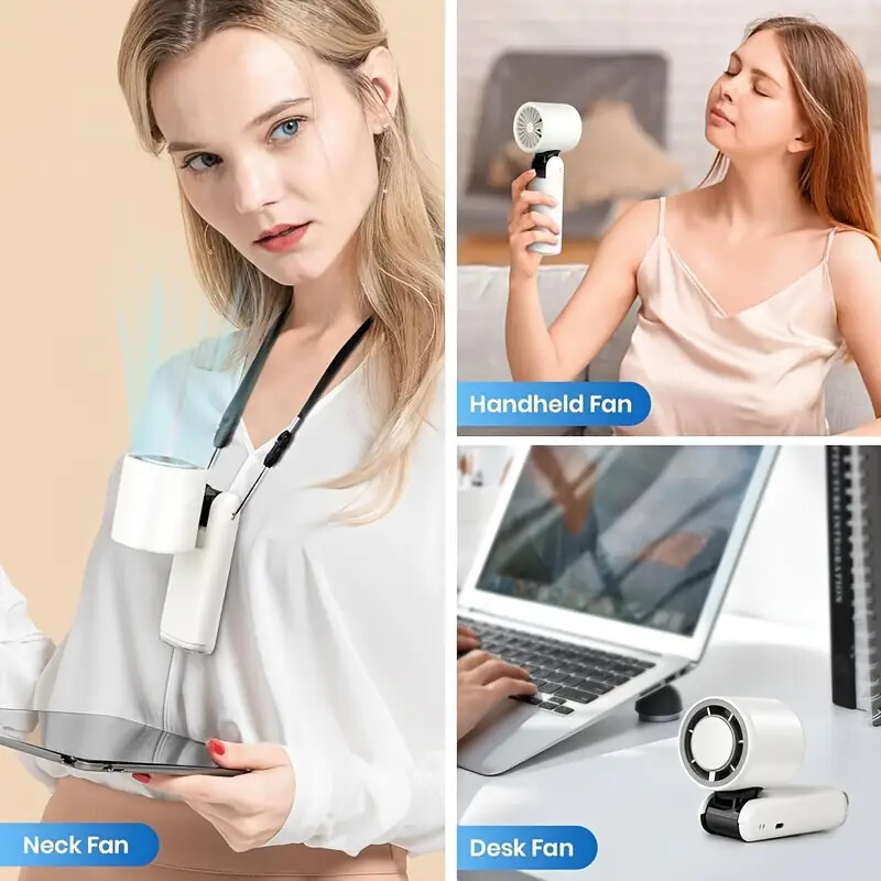 Foldable Portable Fan Stepless Speed Turbo Mini 4000mAh Ice Cooling Handheld Fan