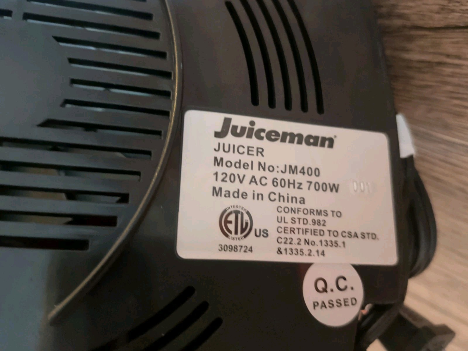 Juiceman JM400 Stainless Steel 700W Electric Centrifugal Juicer Hi Low Speed
