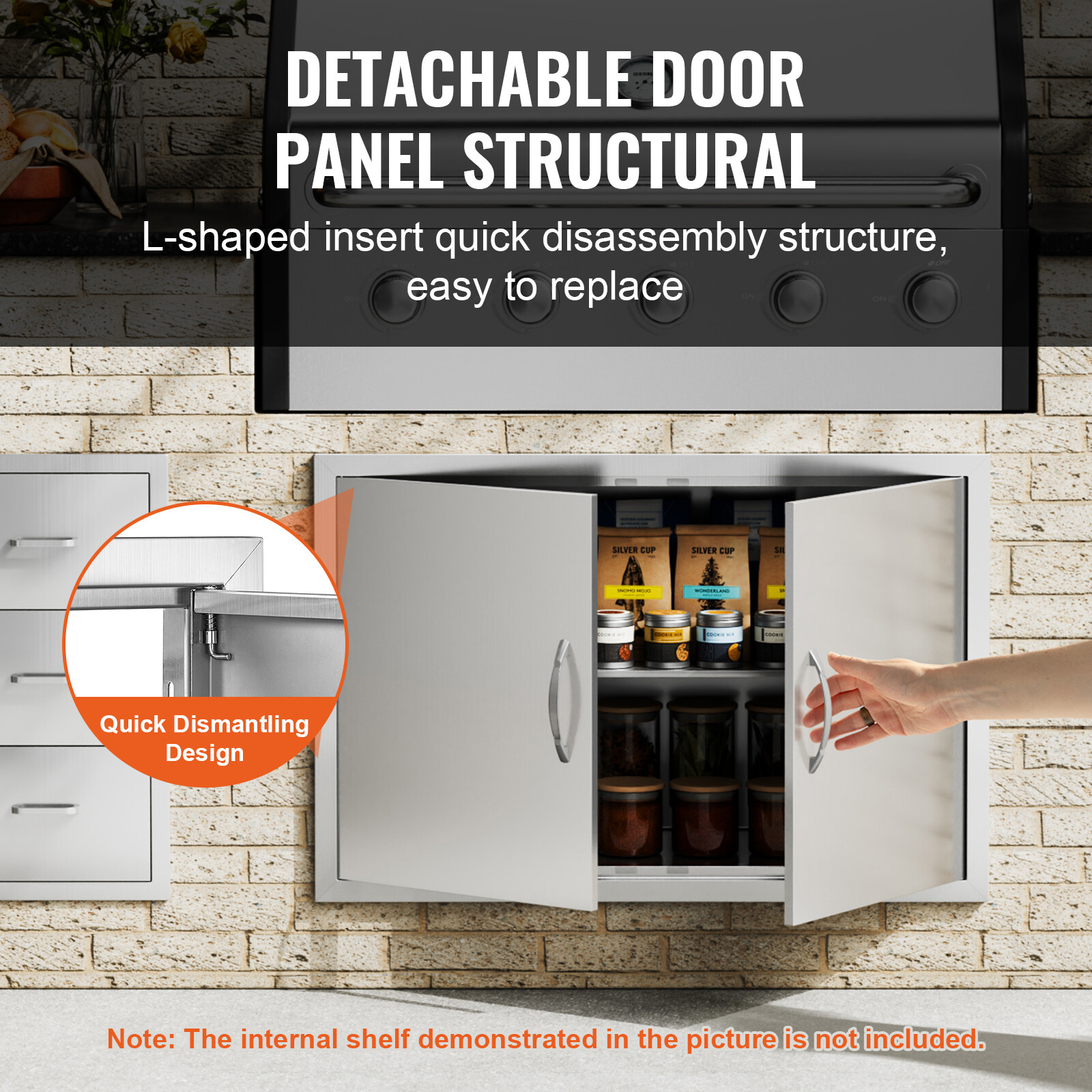VEVOR 35×24 Inch BBQ Island Access Door Outdoor Kitchen Door Stainless Steel
