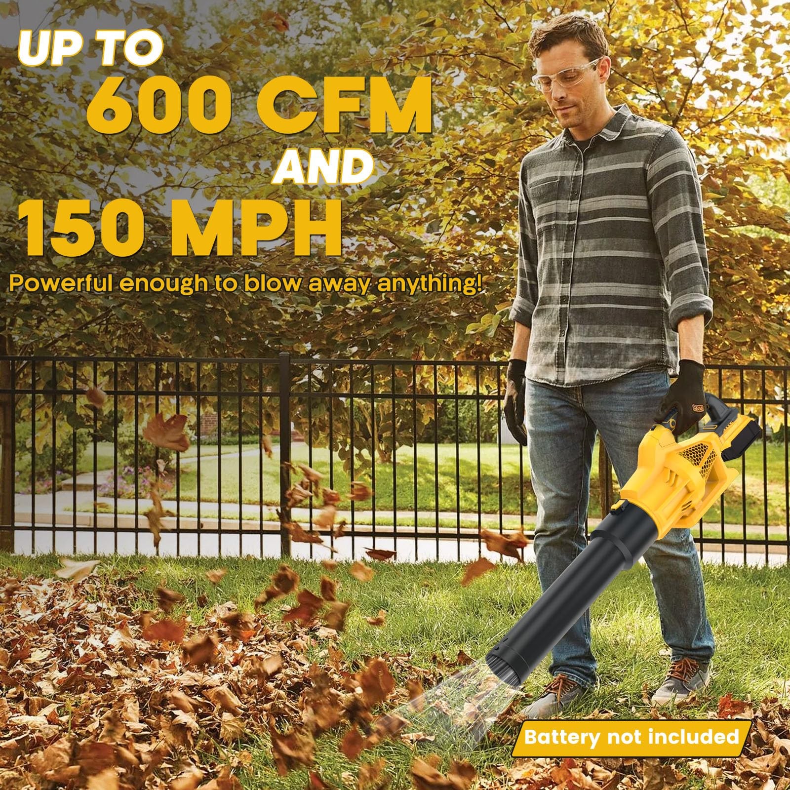 Cordless Leaf Blower Compatible with Dewalt 20V Max Battery, 500CFM/150MPH El…