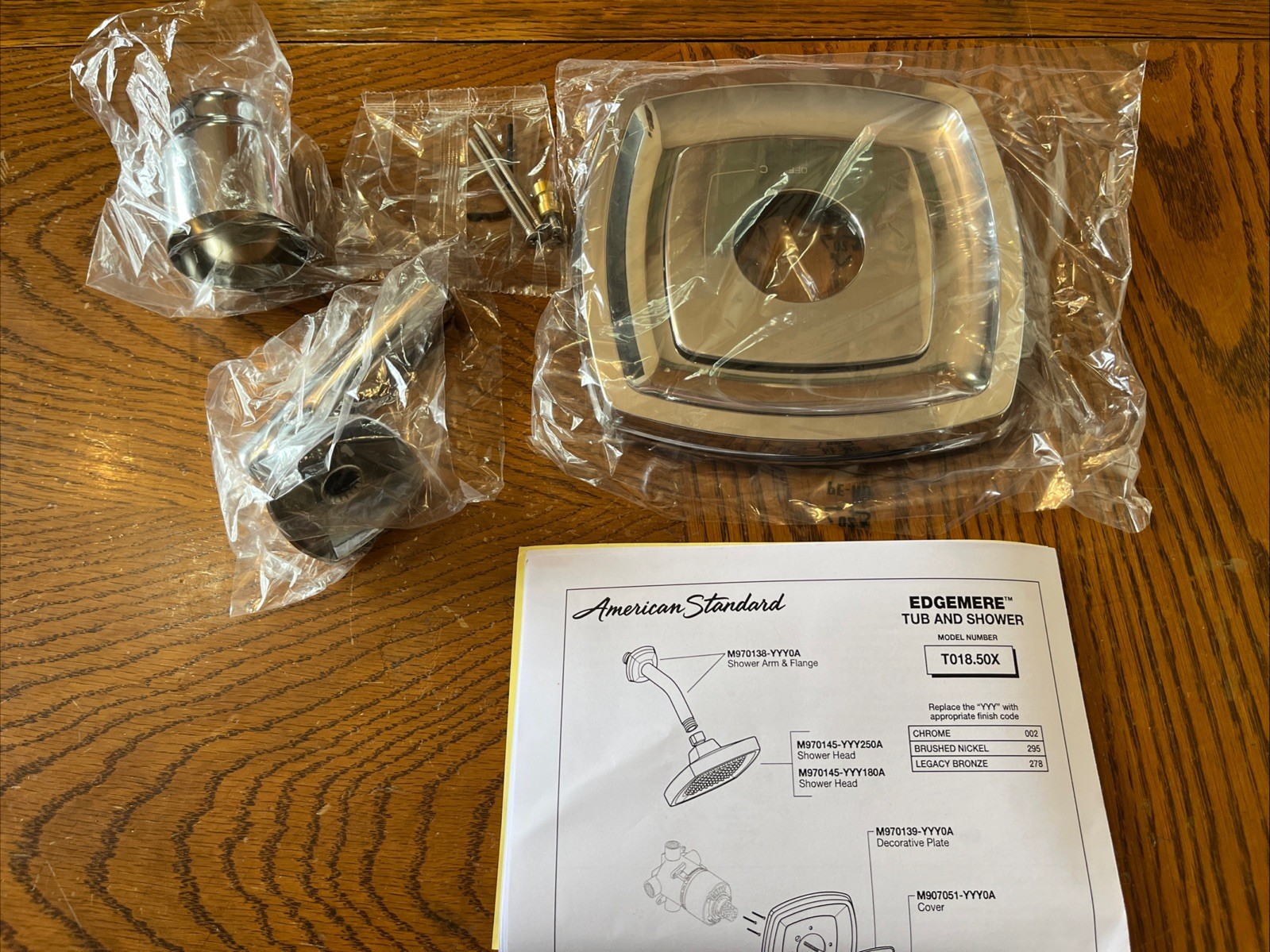 American Standard T018500.002 Edgemere Chrome Shower Valve Trim Kit (New) Qty-1