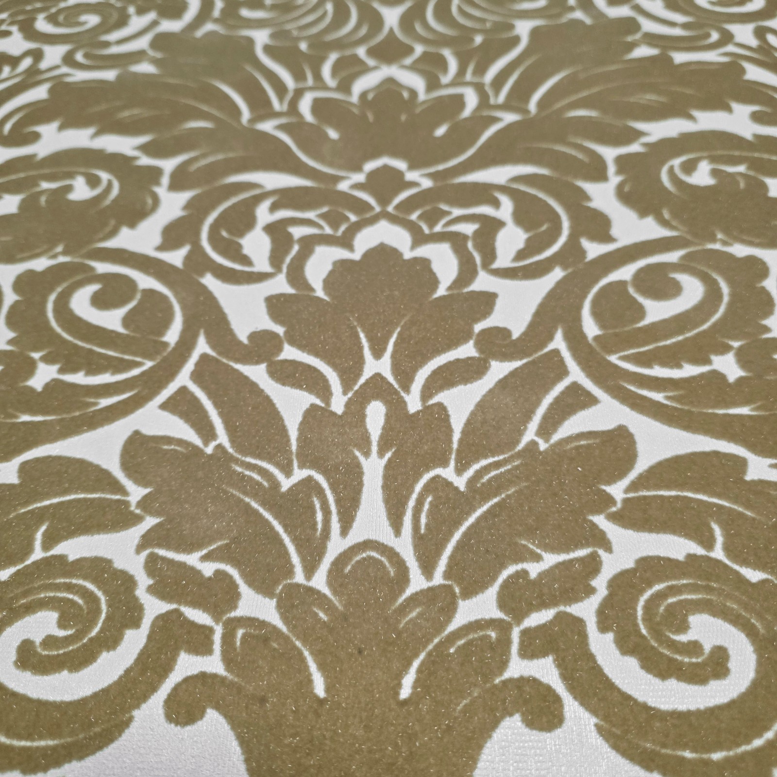Flocking orange beige ivory cream Flocked Victorian damask velvet Wallpaper 3D