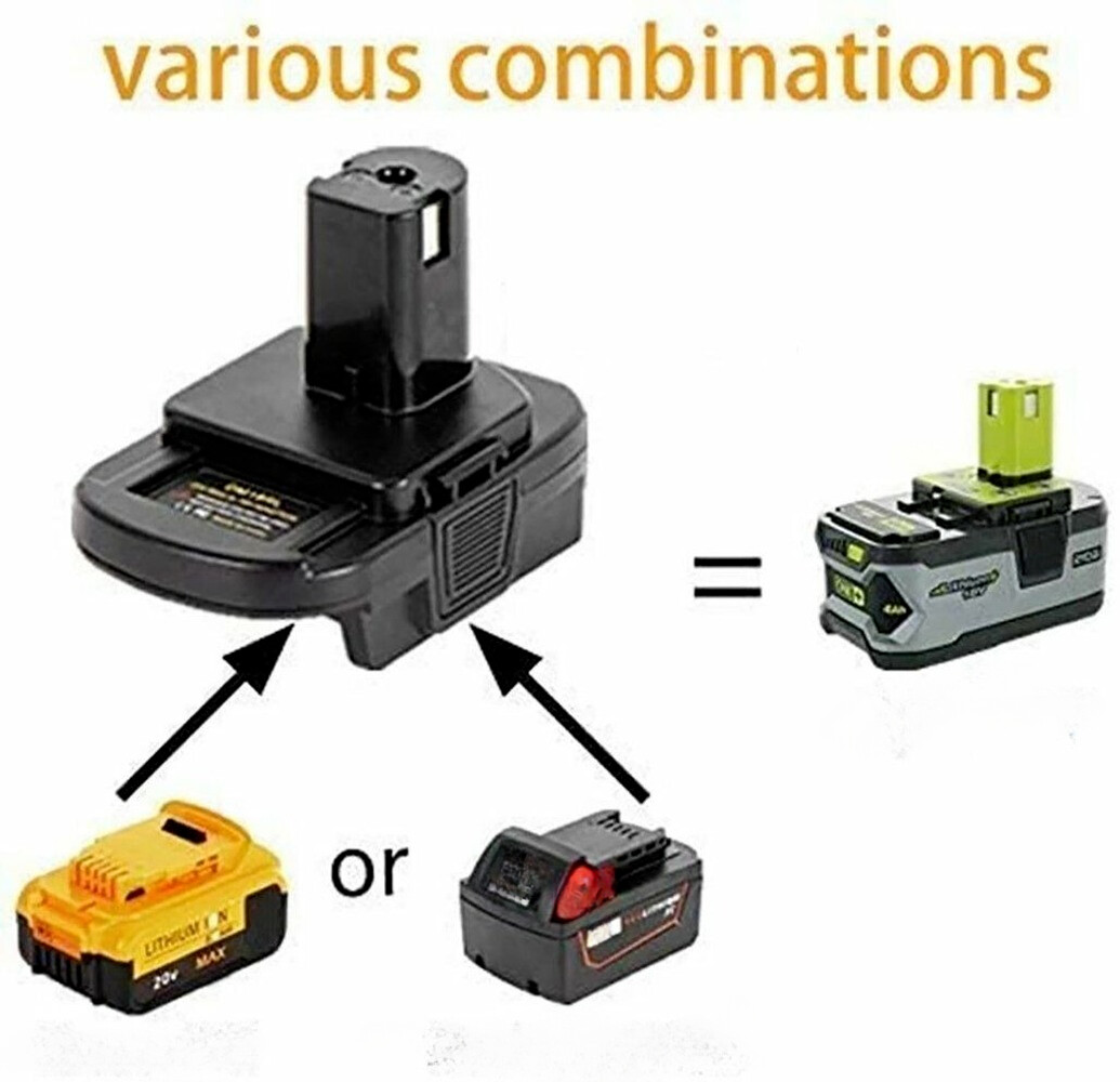 For DEWALT For Milwaukee 20V/18V Battery Adapter Convert to For RYOBI 18V Drill
