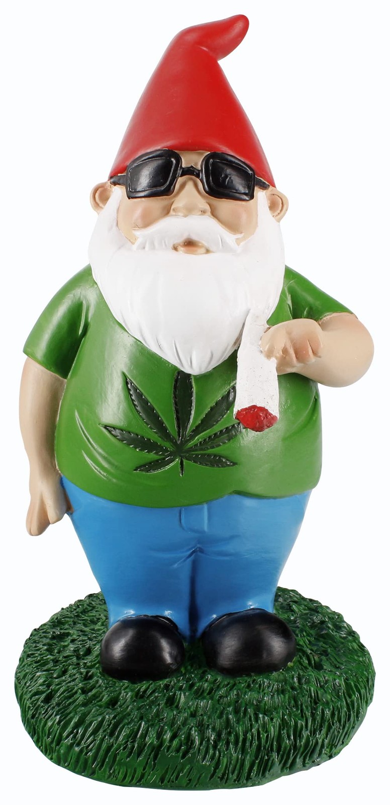 Gnometastic Hippie Smoking Gnome, 8.5in, Funny Garden 8.5in Tall, Green