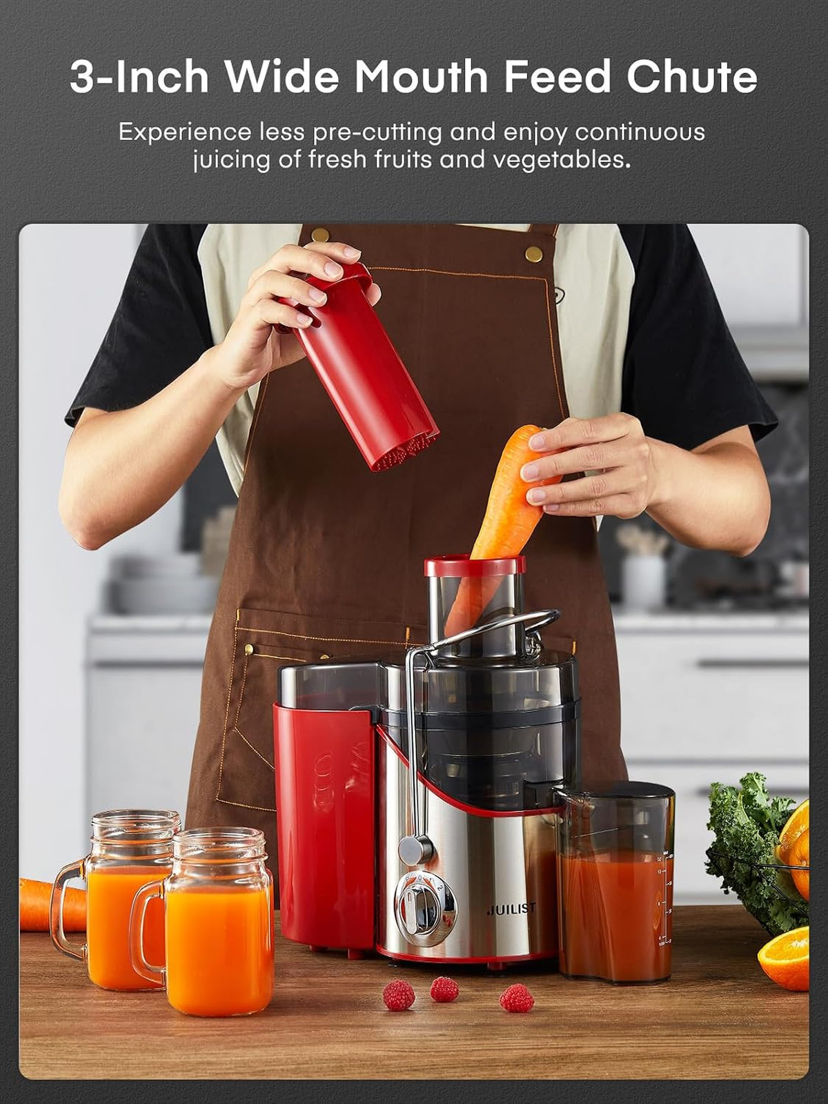 Centrifugal Juicer Machine, 800W Power, 3-Inch Wide Mouth, 3-Speed Settings
