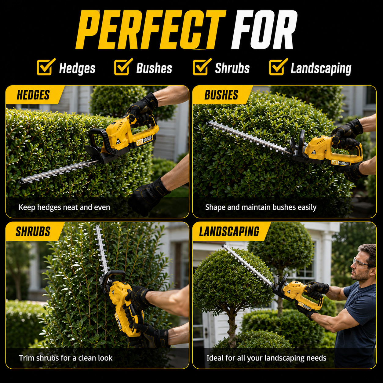 20V Hedge Trimmer Cordless For DeWalt 20V MAX Battery Adjustable Head Tool Only