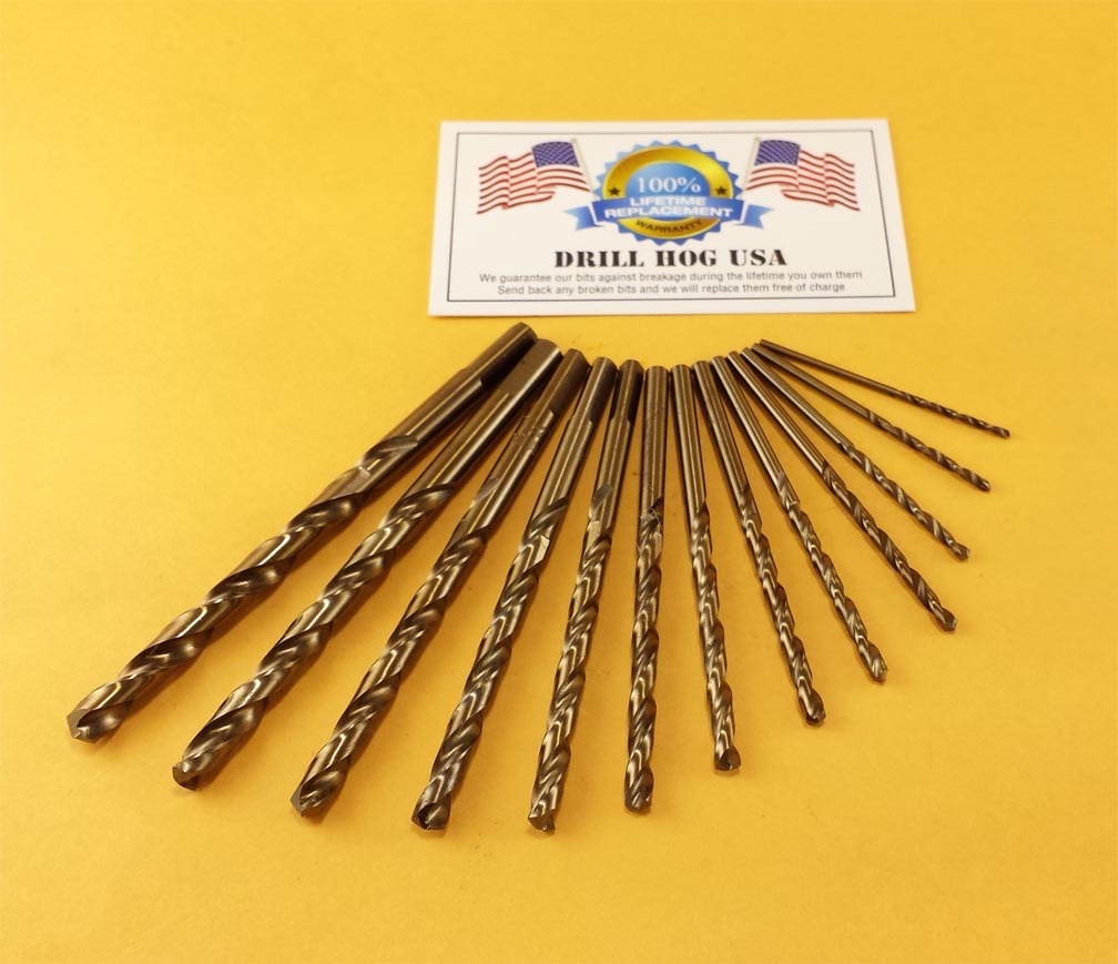 13 Pc COBALT Drill Bit Set Cobalt M42 HSSCO Drill Hog USA Lifetime Warranty