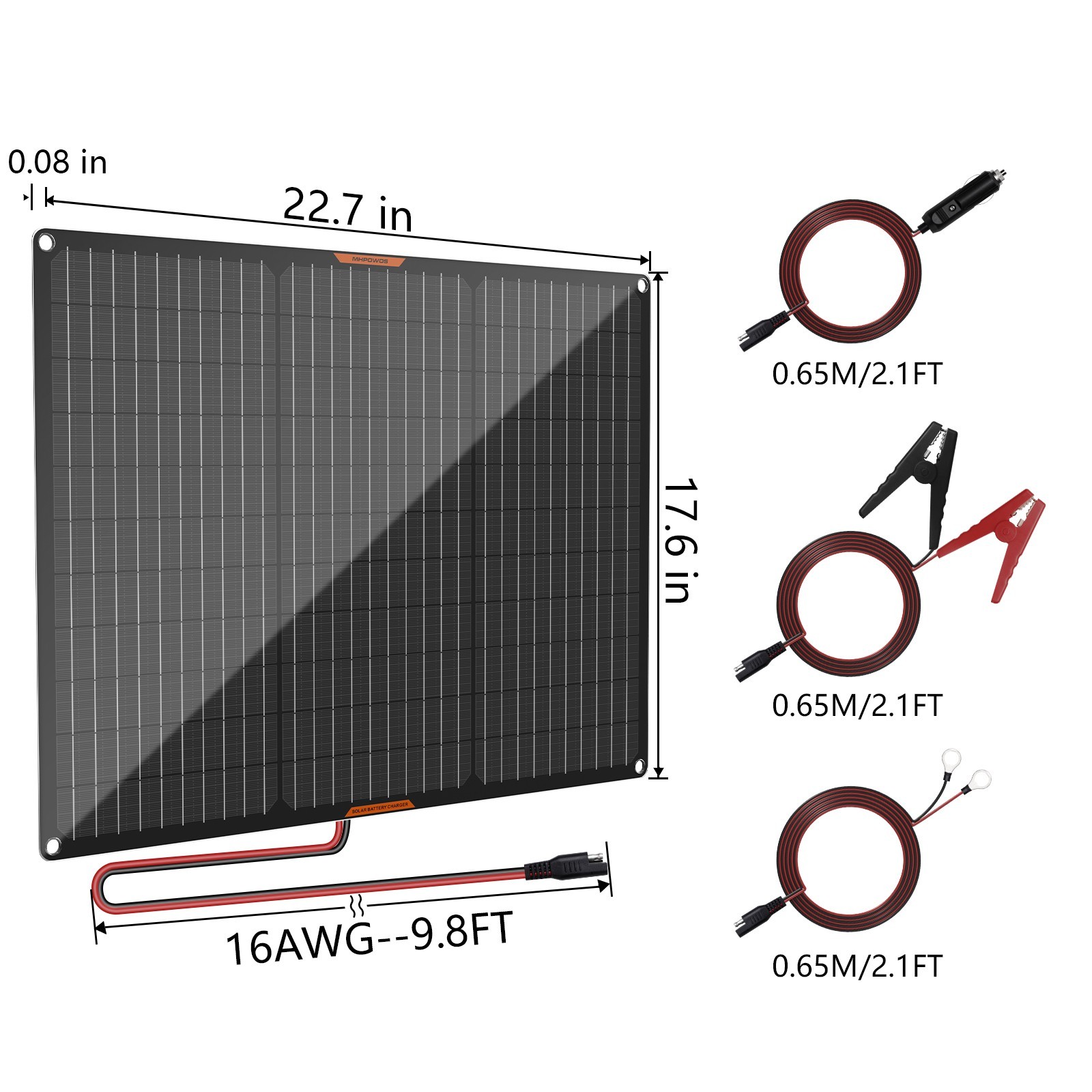 12V Solar Battery Maintainer Trickle Charger for Car Boat RV Trailer Motorcycle