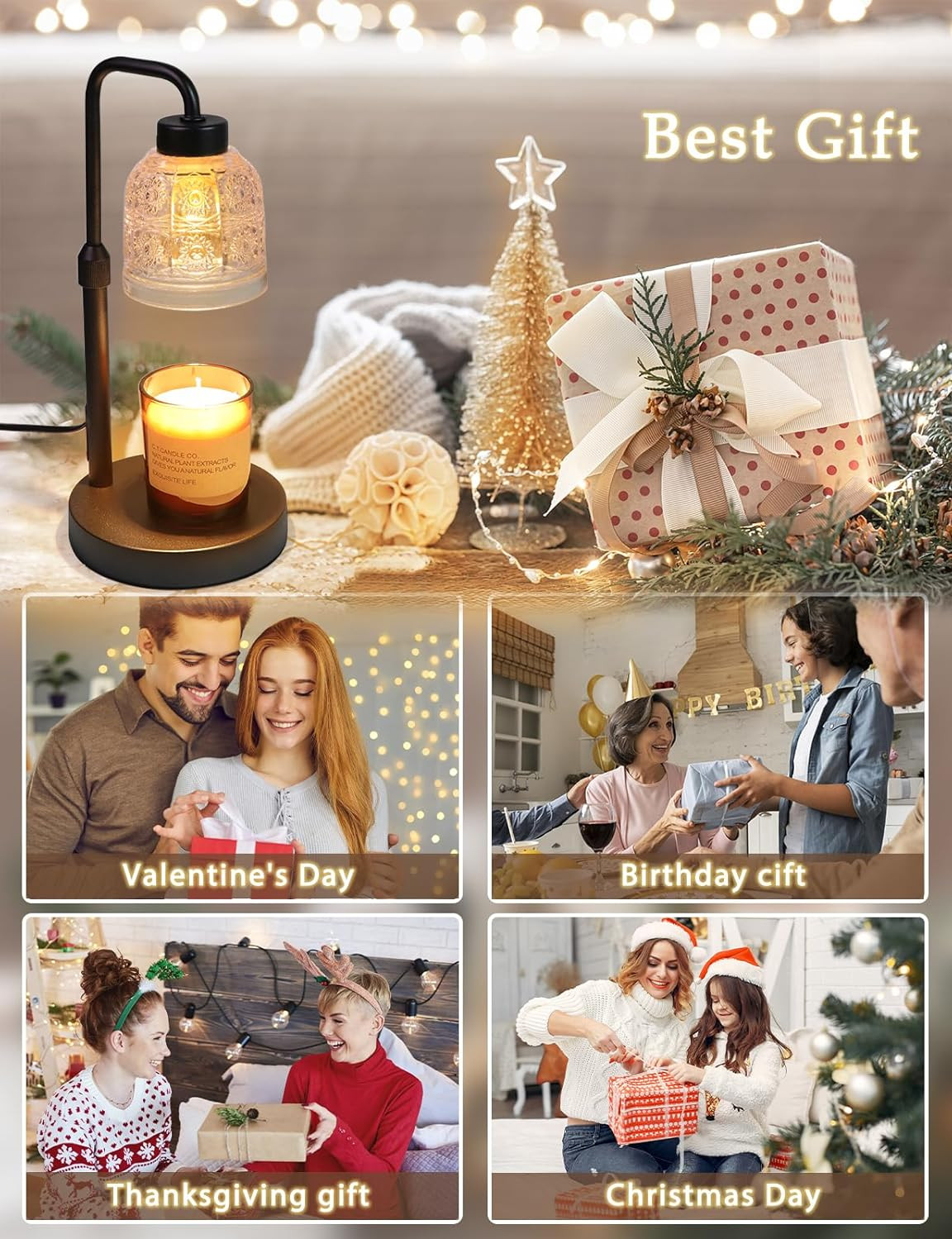 Candle Warmer Lamp with Timer Dimmable, Adjustable Lamp Candle Warmer, Birthday