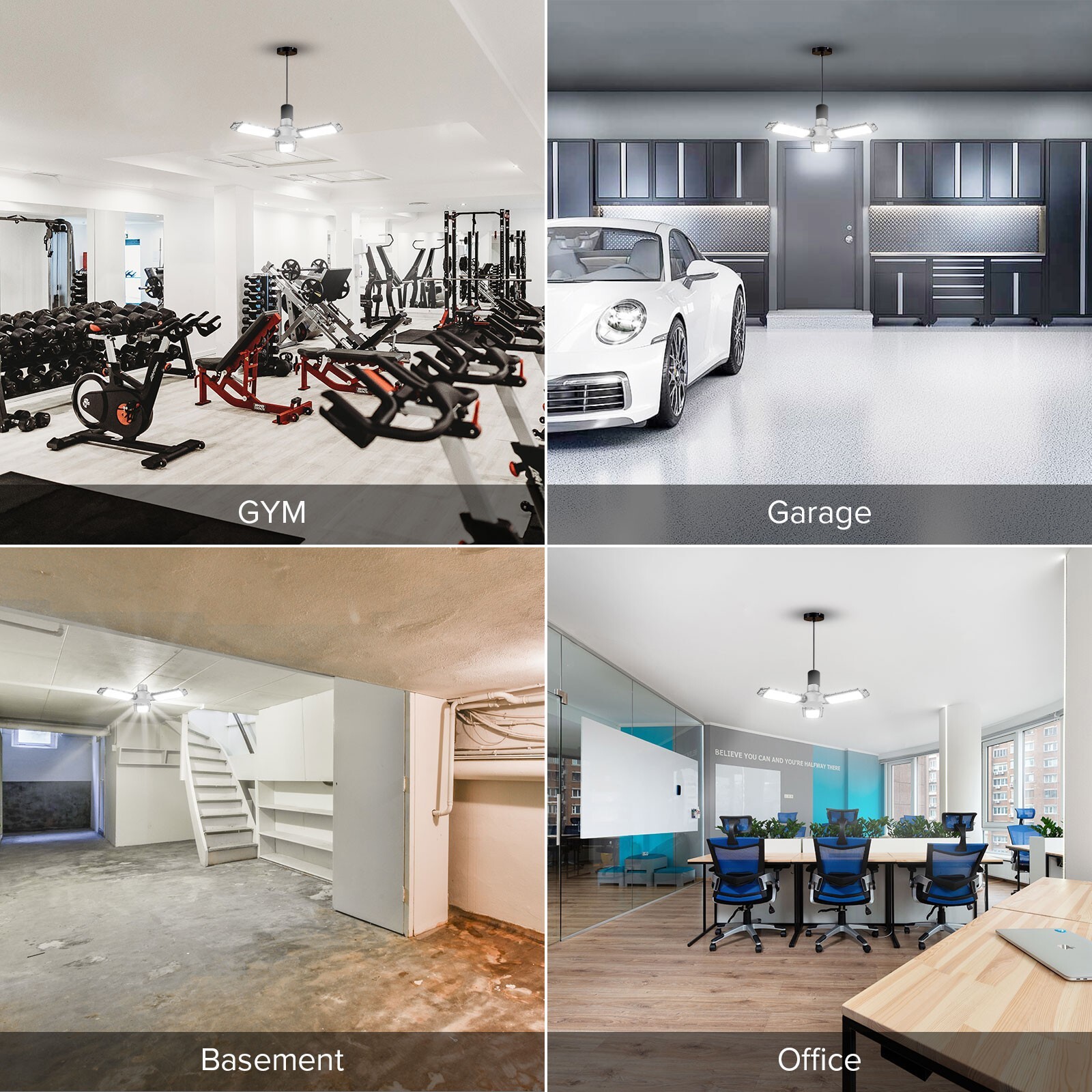 300/600W LED Garage Light Deformable Super Bright Work Shop Ceiling Light Bulb
