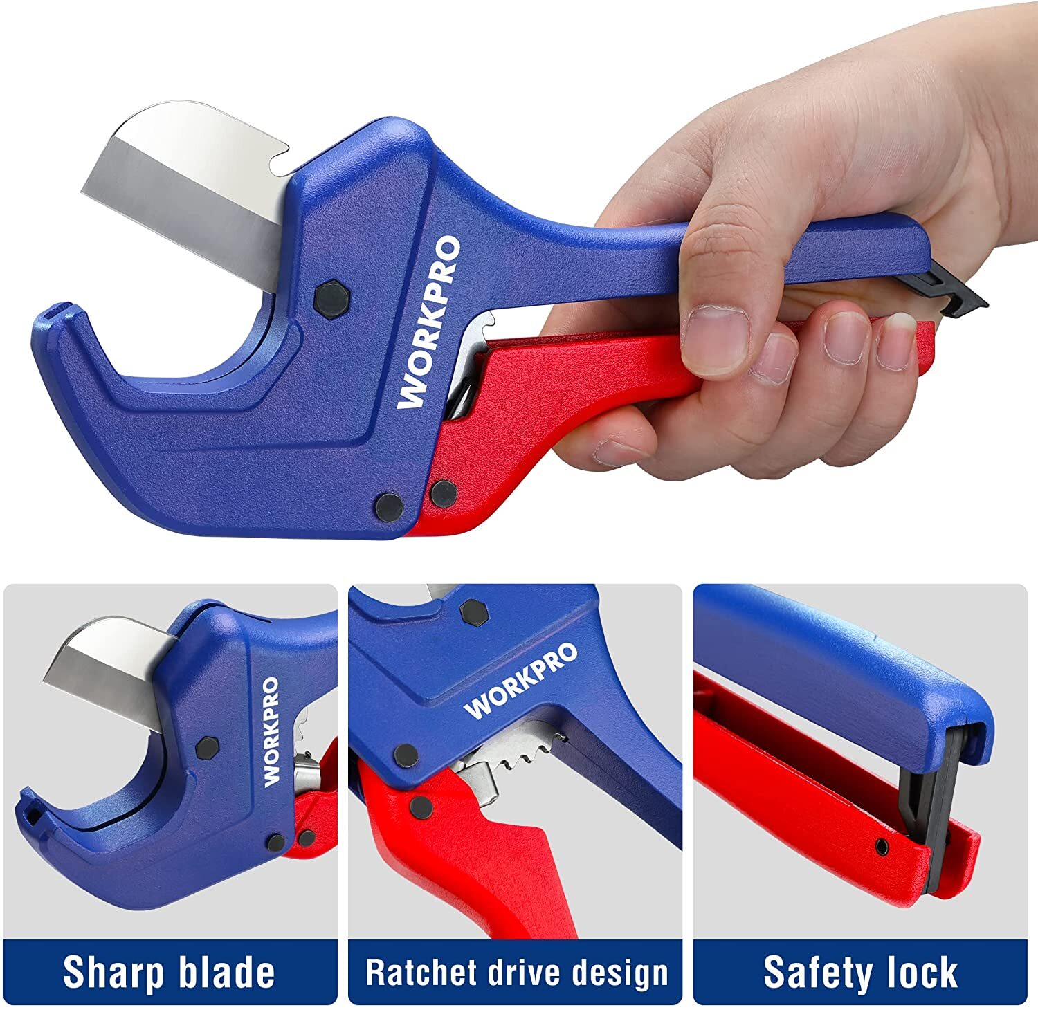WORKPRO Ratchet PVC Pipe Cutter Up to 1-5/8″ Plastic Pipe and Tubing Cutter USA