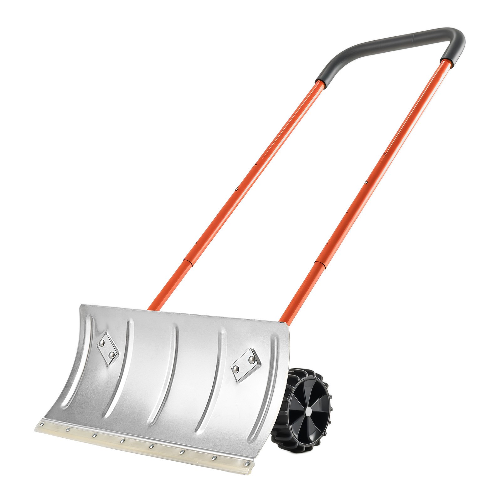 Snow Shovel with Wheels 24″ Durable Metal Snow Removal Pusher Plow for Driveway