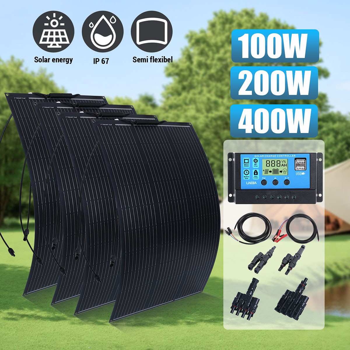 5000W Complete Solar Panel Kit with Controller & Inverter Home 110V Grid System