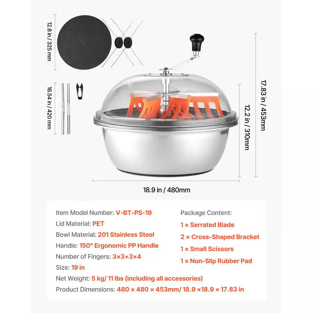 19 In. Manual Bud Leaf Trimmer W/Stainless Steel Blades, Transparent Lid, Wet &