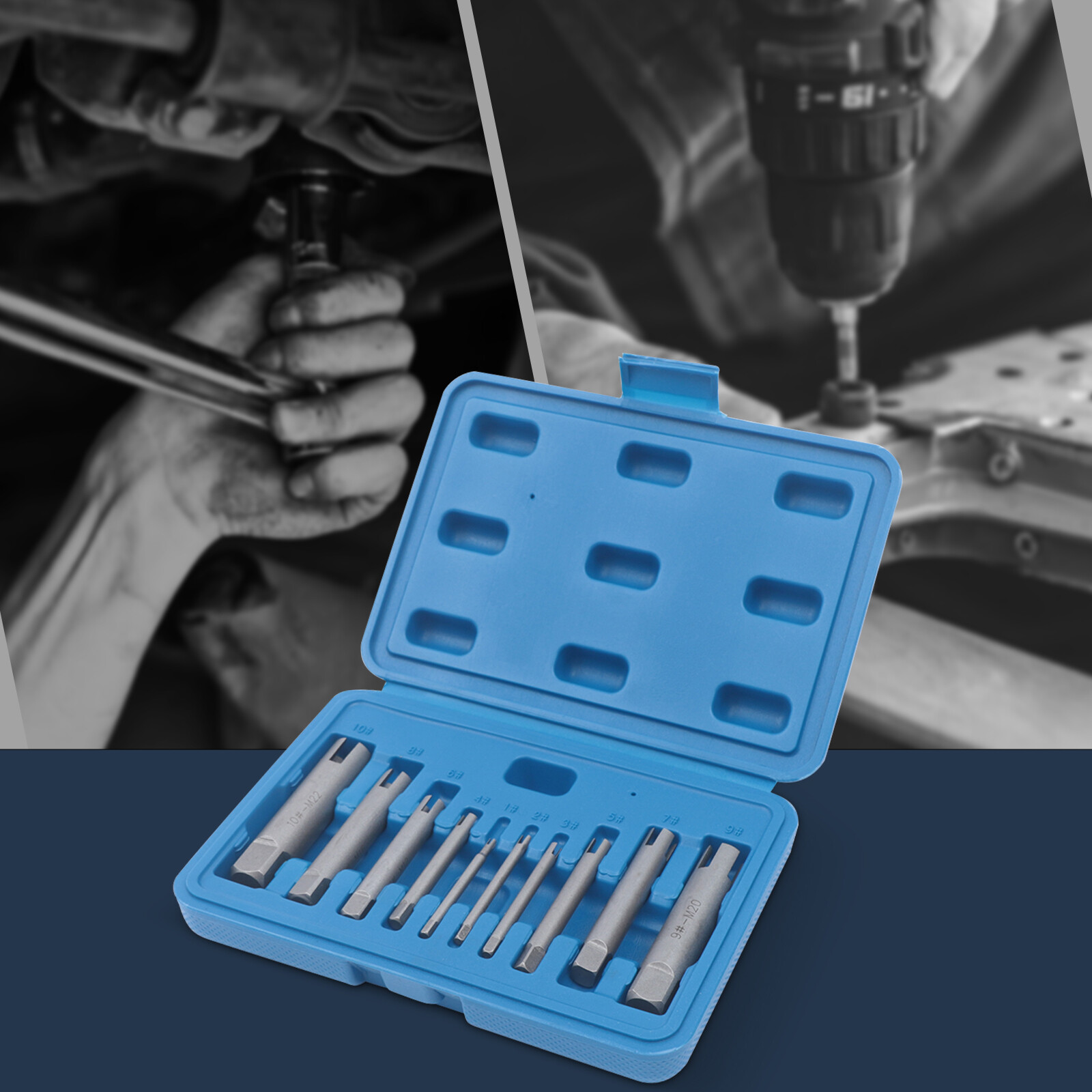 10pcs Broken Tap Extractor Removal Kit Screw Extractor Set 3/4 Claws 1-10#+Box